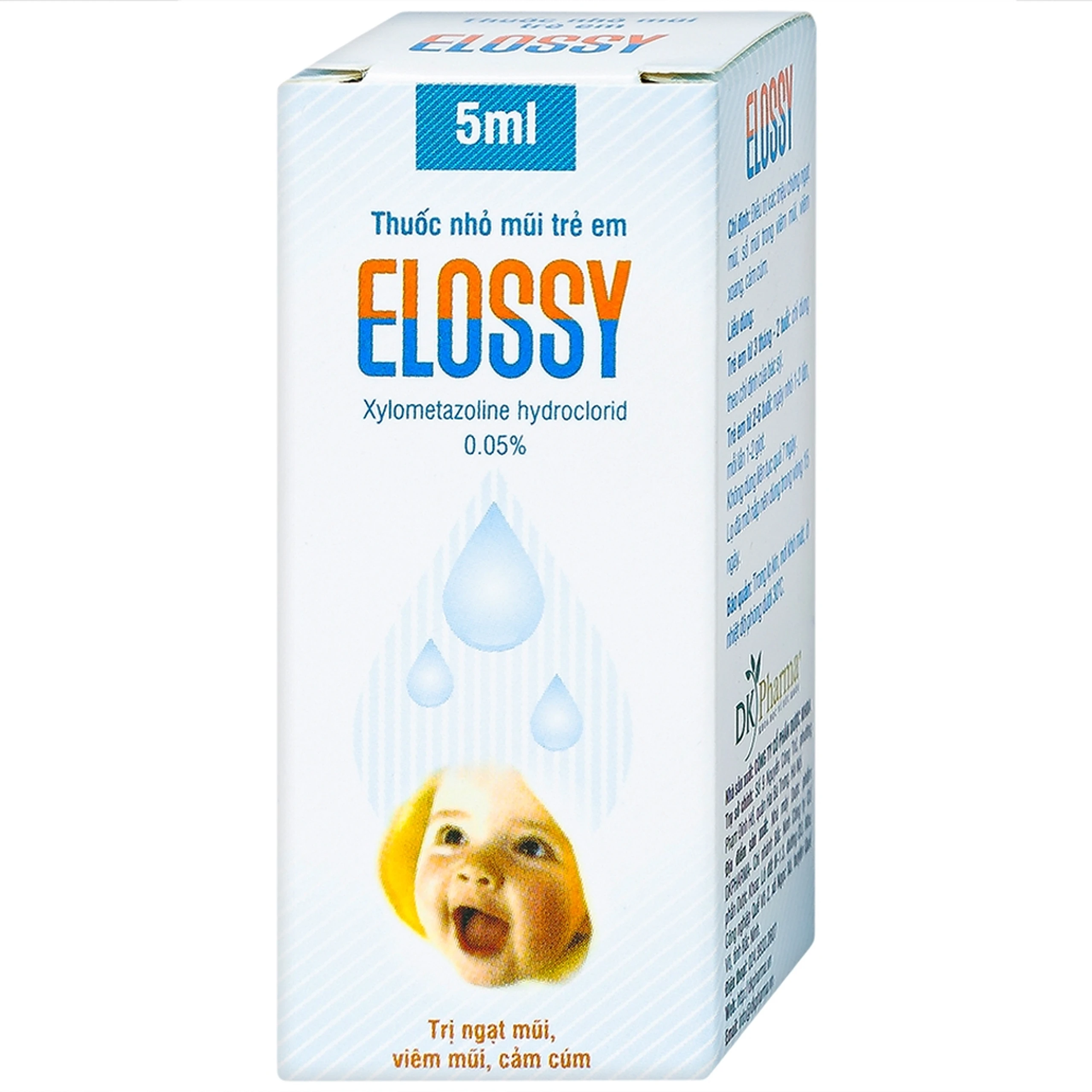 Thuốc nhỏ mũi trẻ em Elossy 0.05% điều trị ngạt mũi, viêm mũi, viêm xoang (5ml)