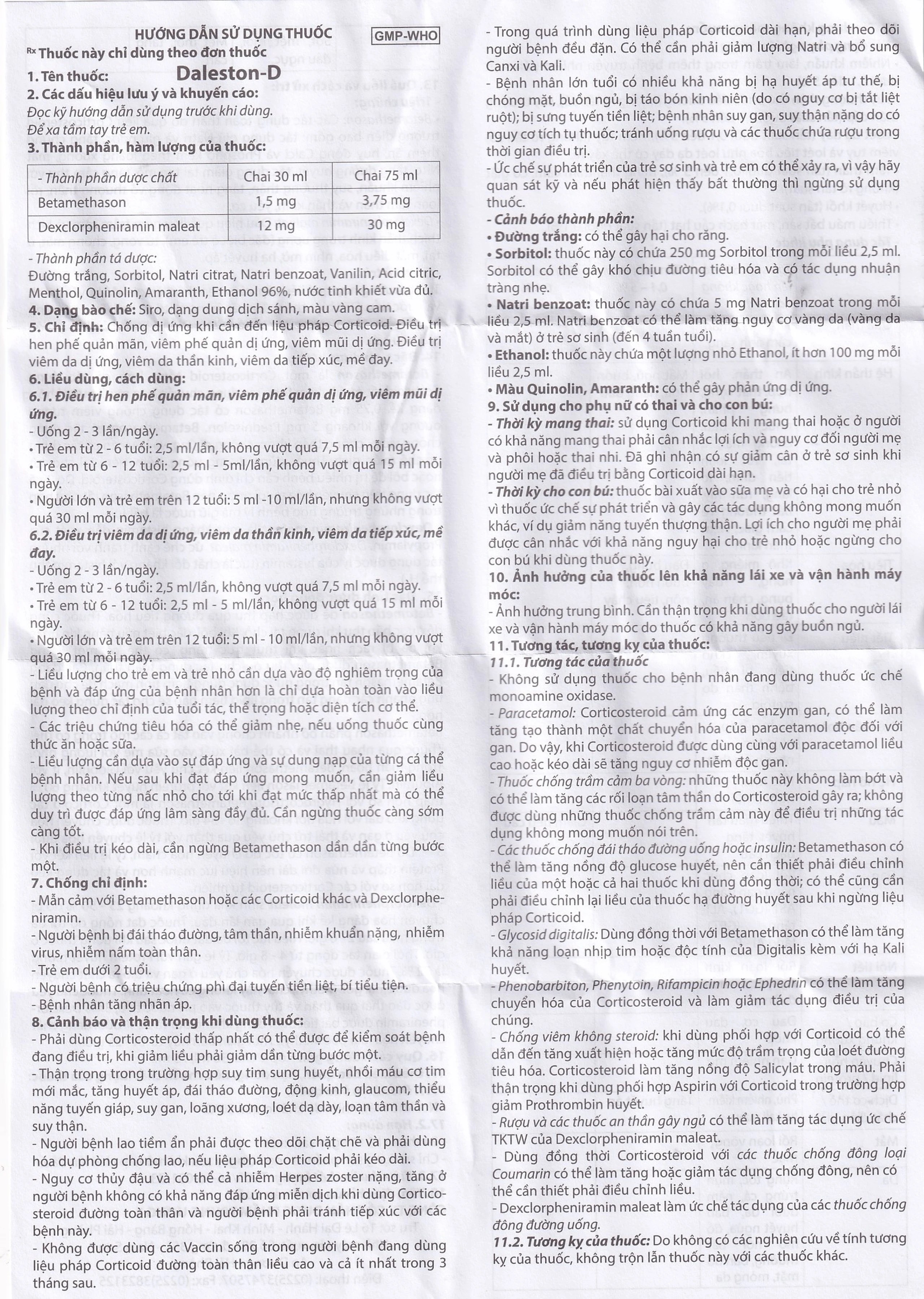 Siro Daleston-D TW3 chống dị ứng, chống viêm (75ml)