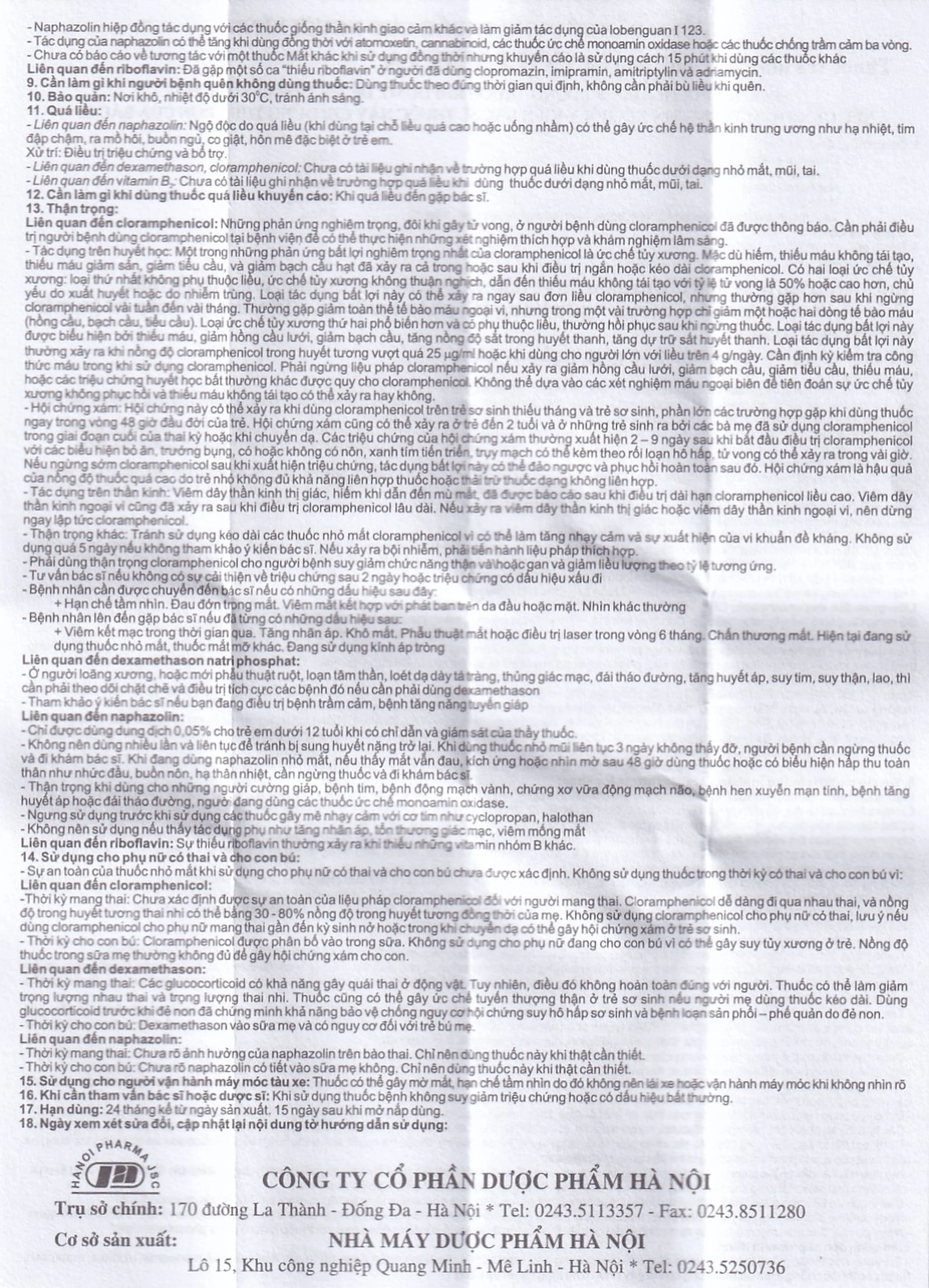 Thuốc Collydexa Hà Nội Pharma điều trị đau mắt, viêm tai giữa, viêm mũi cấp hoặc mãn tính (5ml)