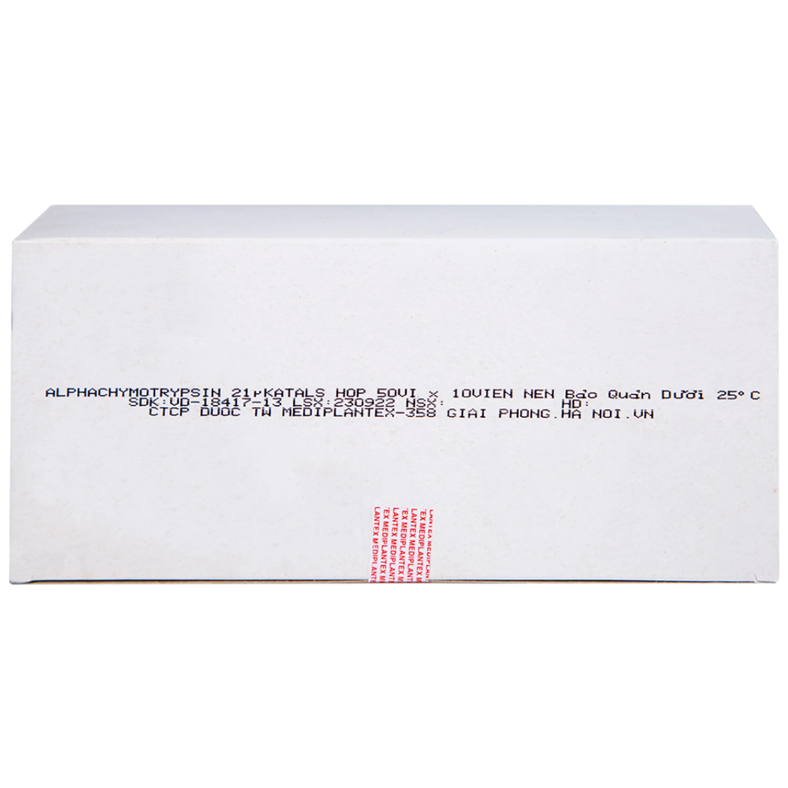 Thuốc Alphachymotrypsin Mediplantex điều trị phù nề, sưng do chấn thương, phẫu thuật (50 vỉ x 10 viên)