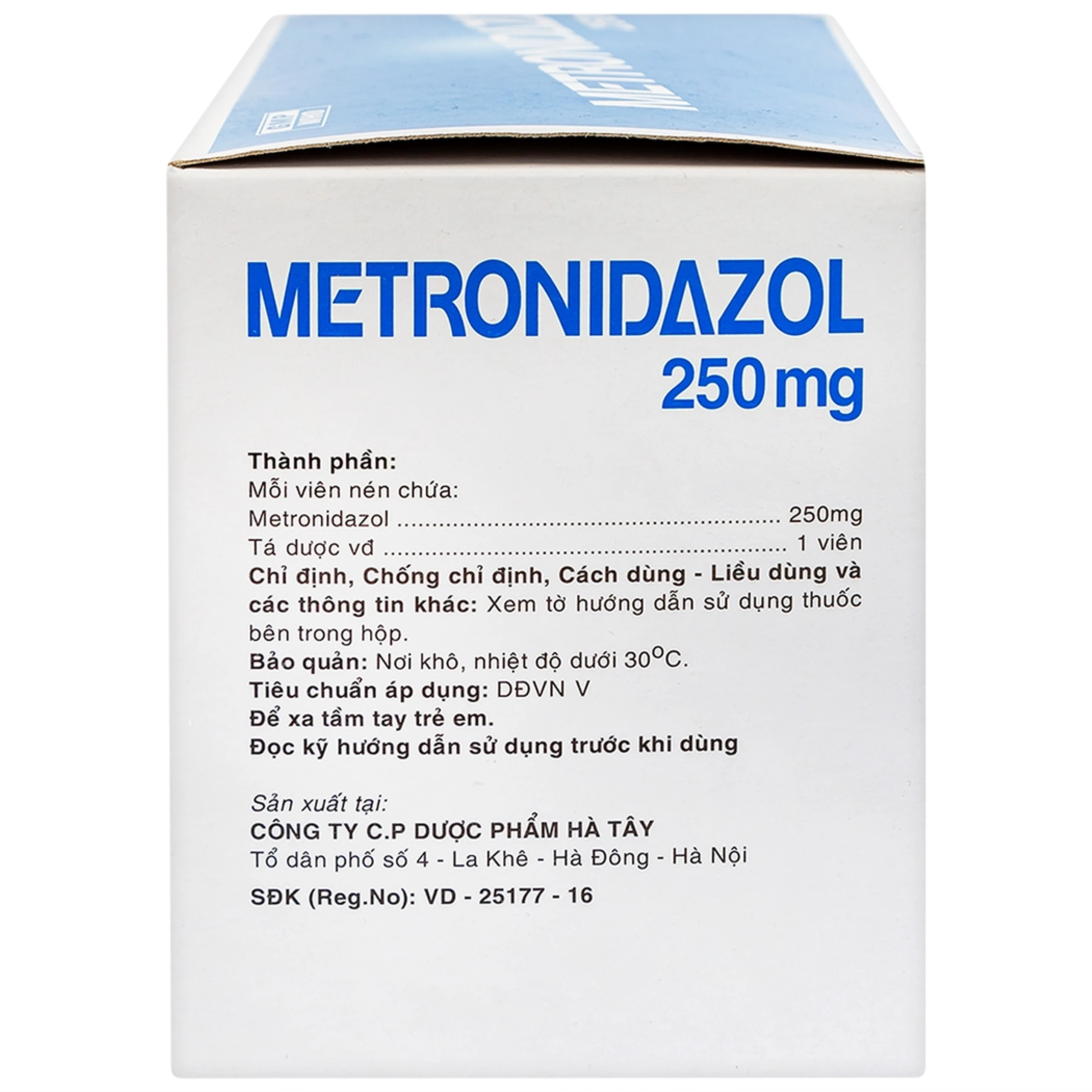 Viên nén Metronidazol 250mg Hataphar điều trị các chứng nhiễm khuẩn, viêm lợi (50 vỉ x 10 viên)