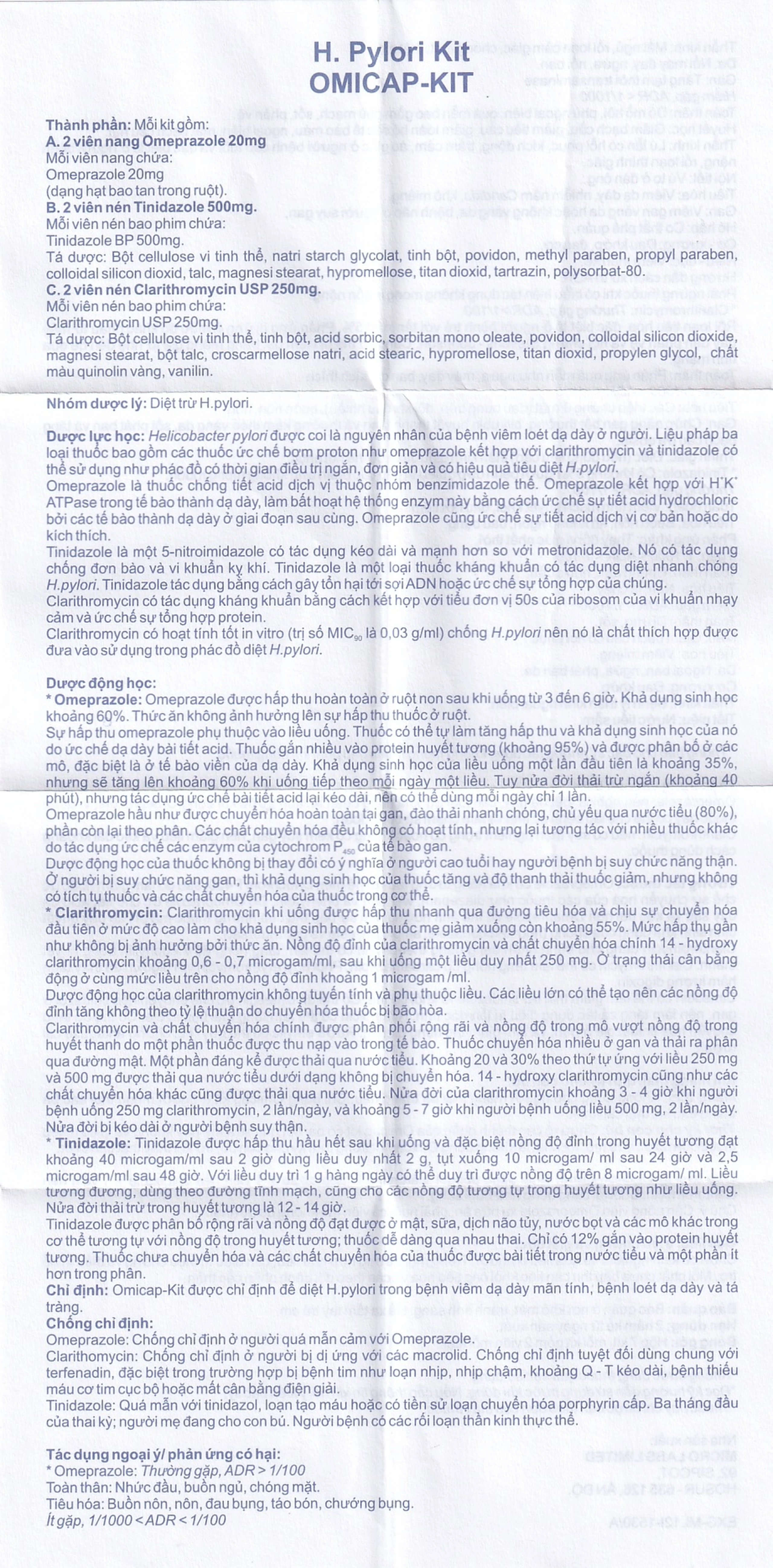 Thuốc Omicap-Kit Micro điều trị viêm dạ dày mãn tính, loét dạ dày - tá tràng (7 kít) 