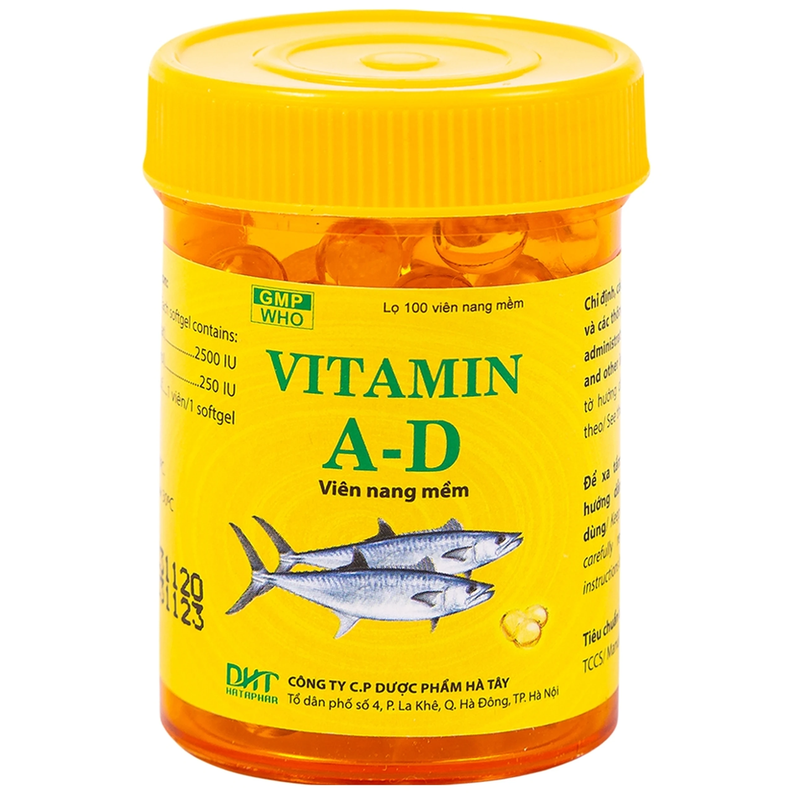 Thuốc Vitamin A-D Hataphar phòng và điều trị thiếu Vitamin A và D (100 viên)