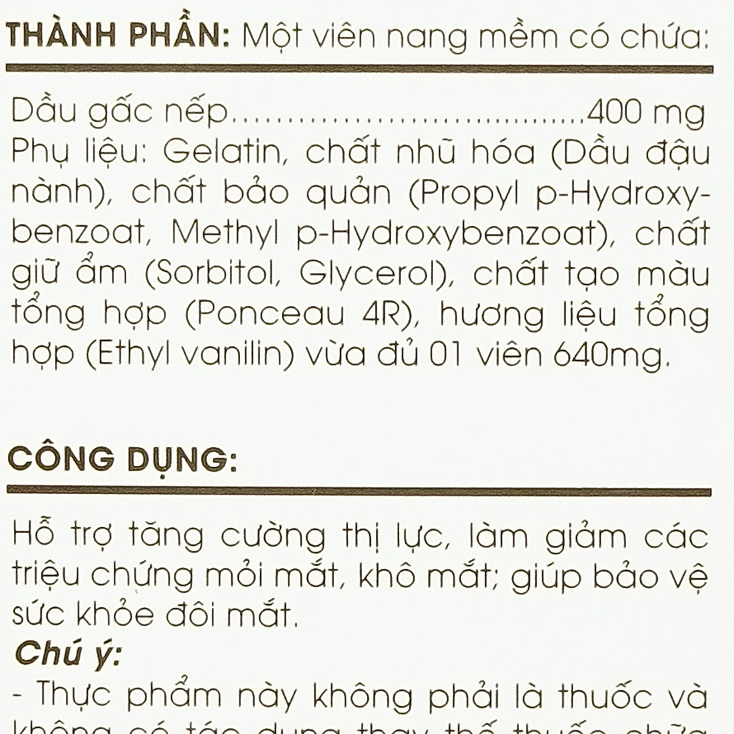 Viên hỗ trợ tăng cường thị lực Dầu Gấc Tuệ Linh (60 viên)