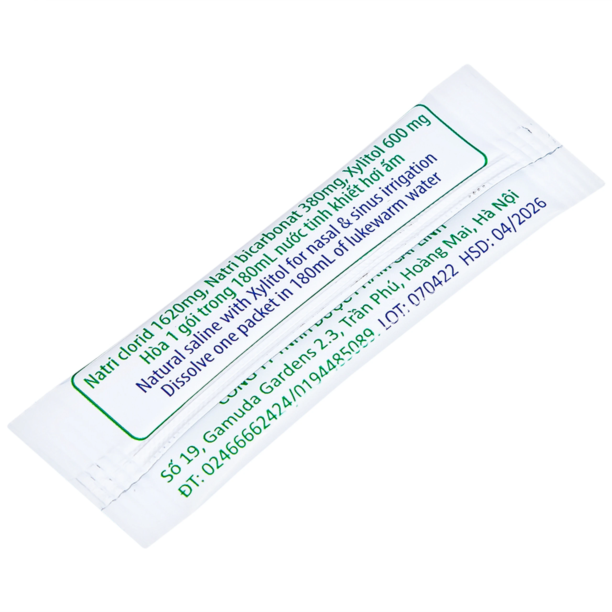 Muối rửa mũi xoang Sinufresh Cát Linh (50 gói) giúp làm sạch, giảm ngạt mũi, sổ mũi