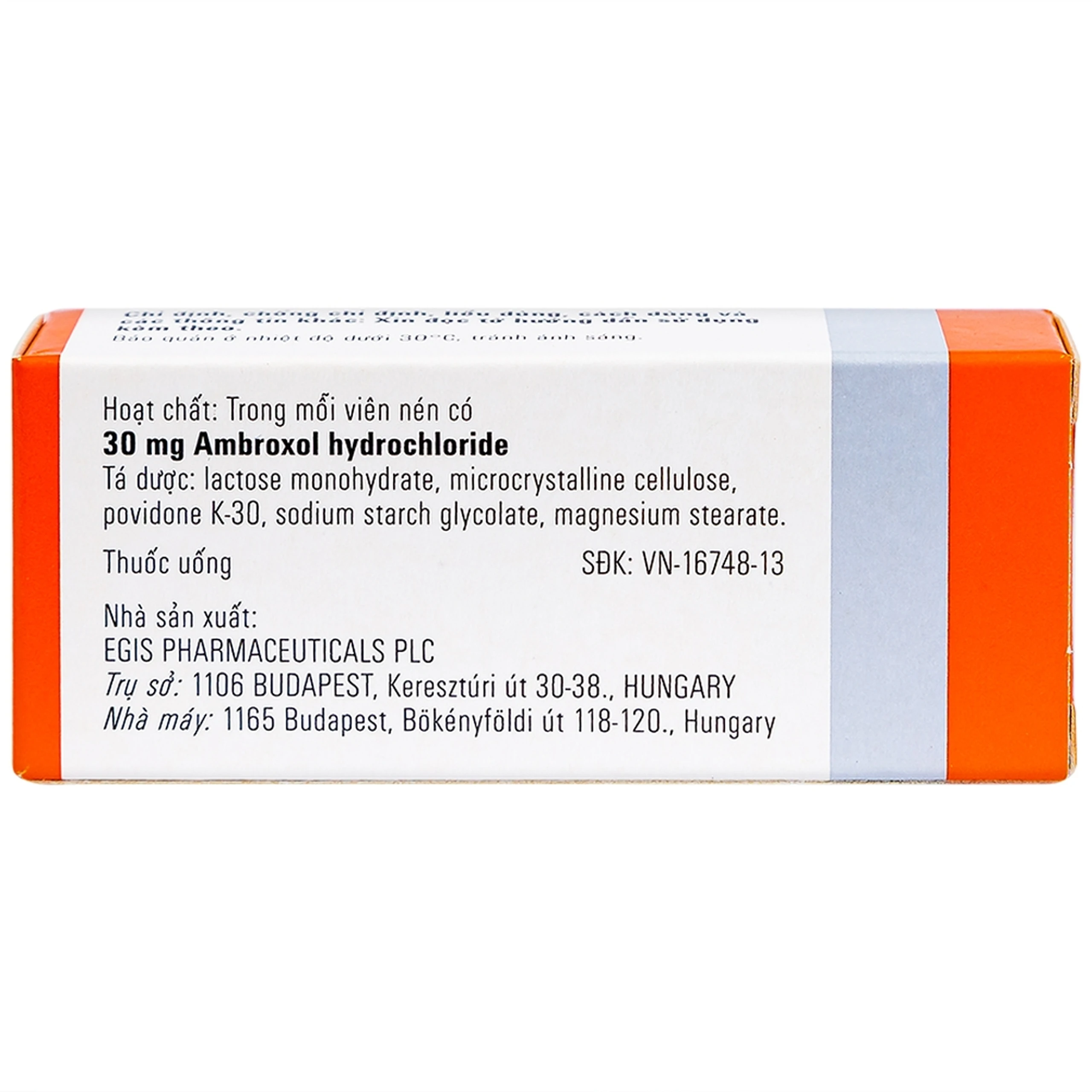 Thuốc Halixol 30mg Egis Pharma điều trị hen phế quản và viêm phế quản (2 vỉ x 10 viên)