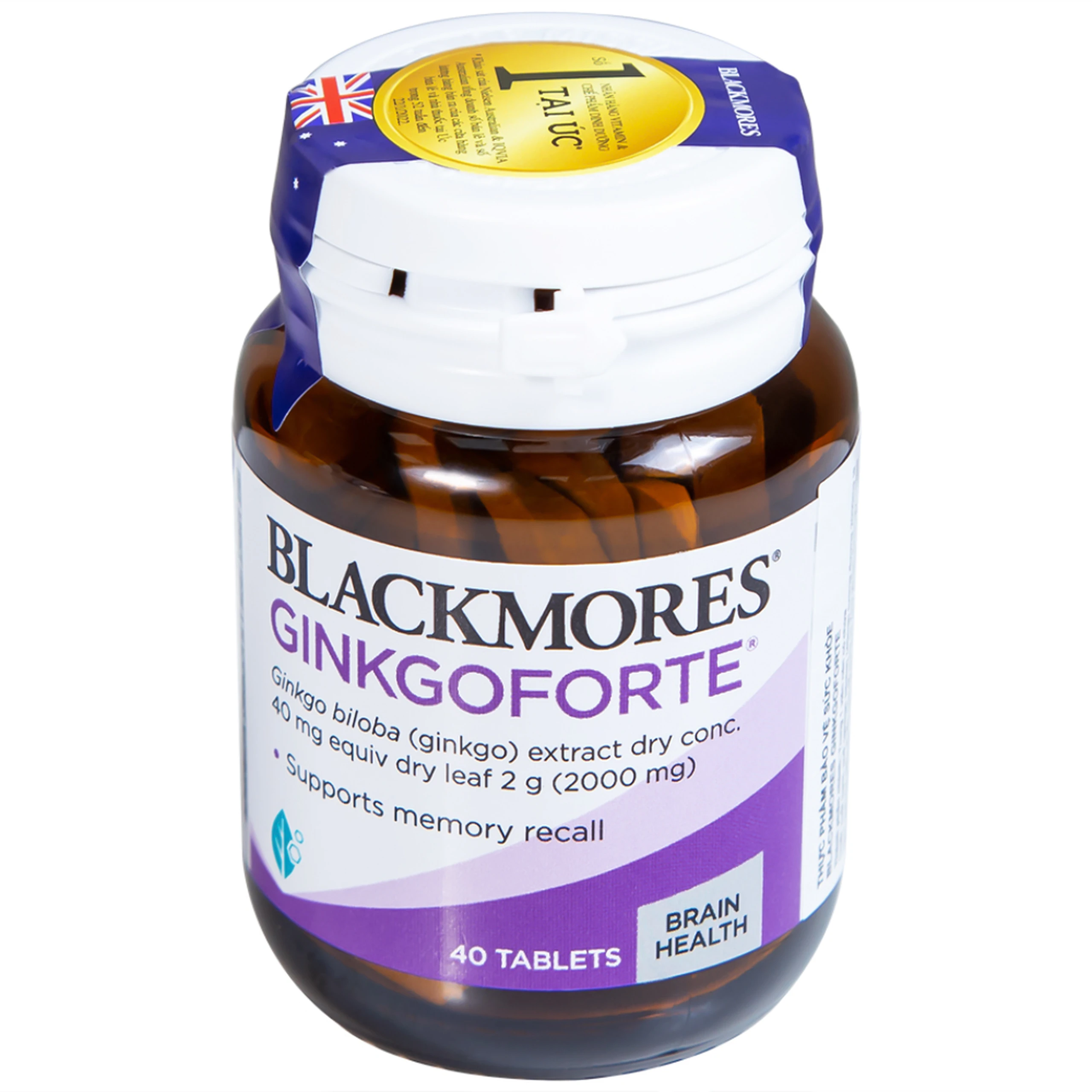 Viên uống Blackmores Ginkgo Forte hỗ trợ tuần hoàn máu não (40 viên)