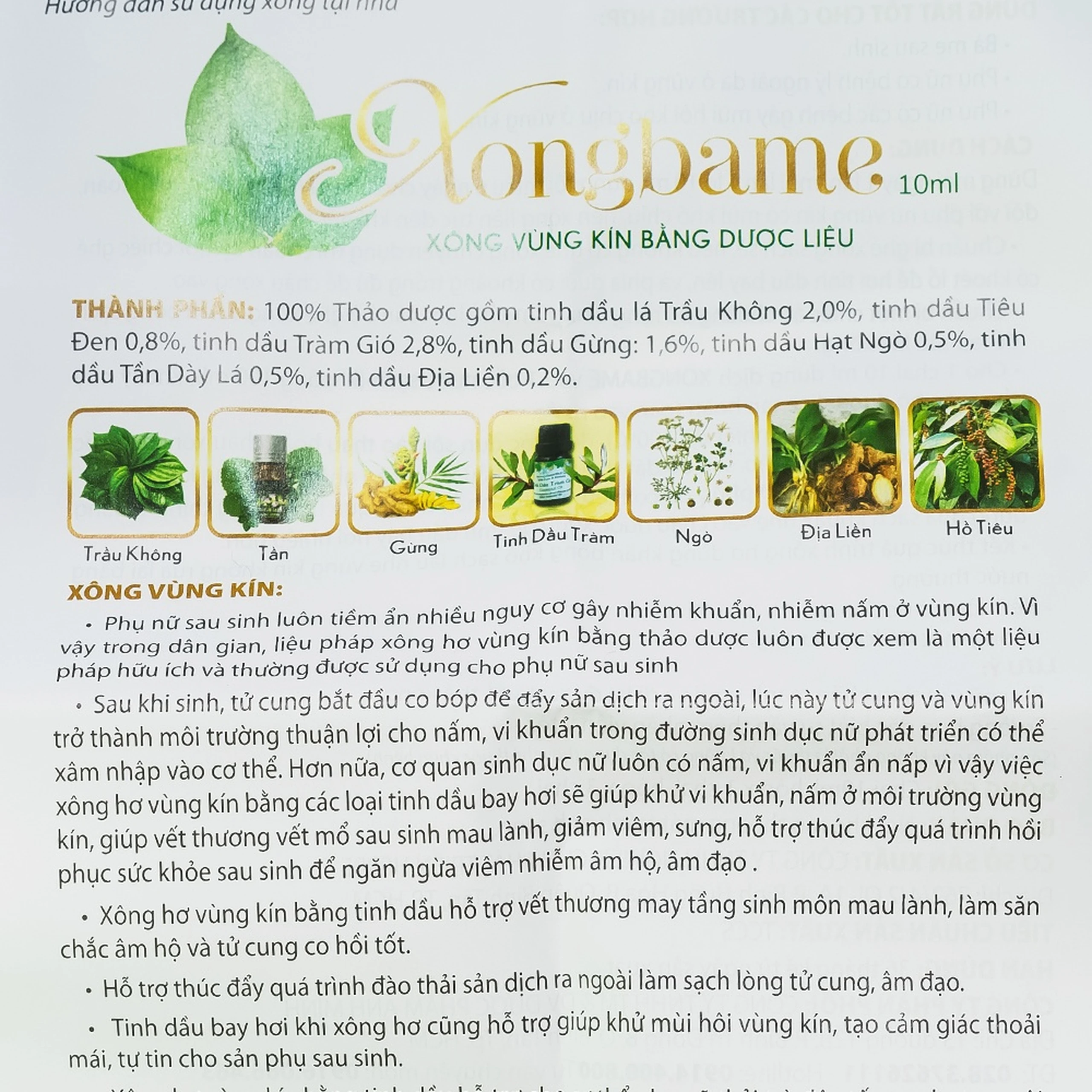 Tinh dầu xông vùng kín Xongbame Herbe khử khuẩn diệt nấm (10ml)