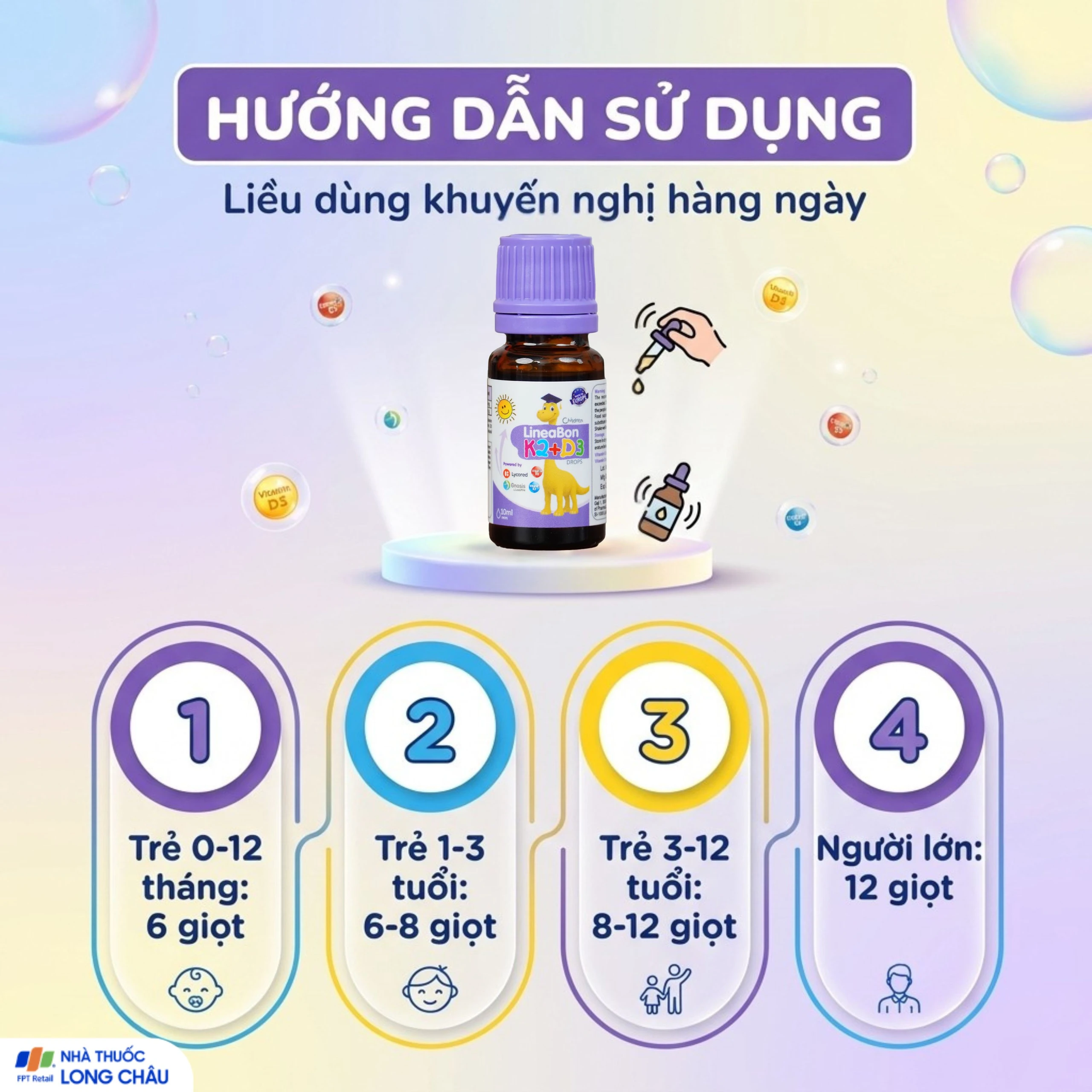 Siro giúp hỗ trợ hấp thụ canxi LineaBon K2+D3 ErgoPharm (10ml) 6