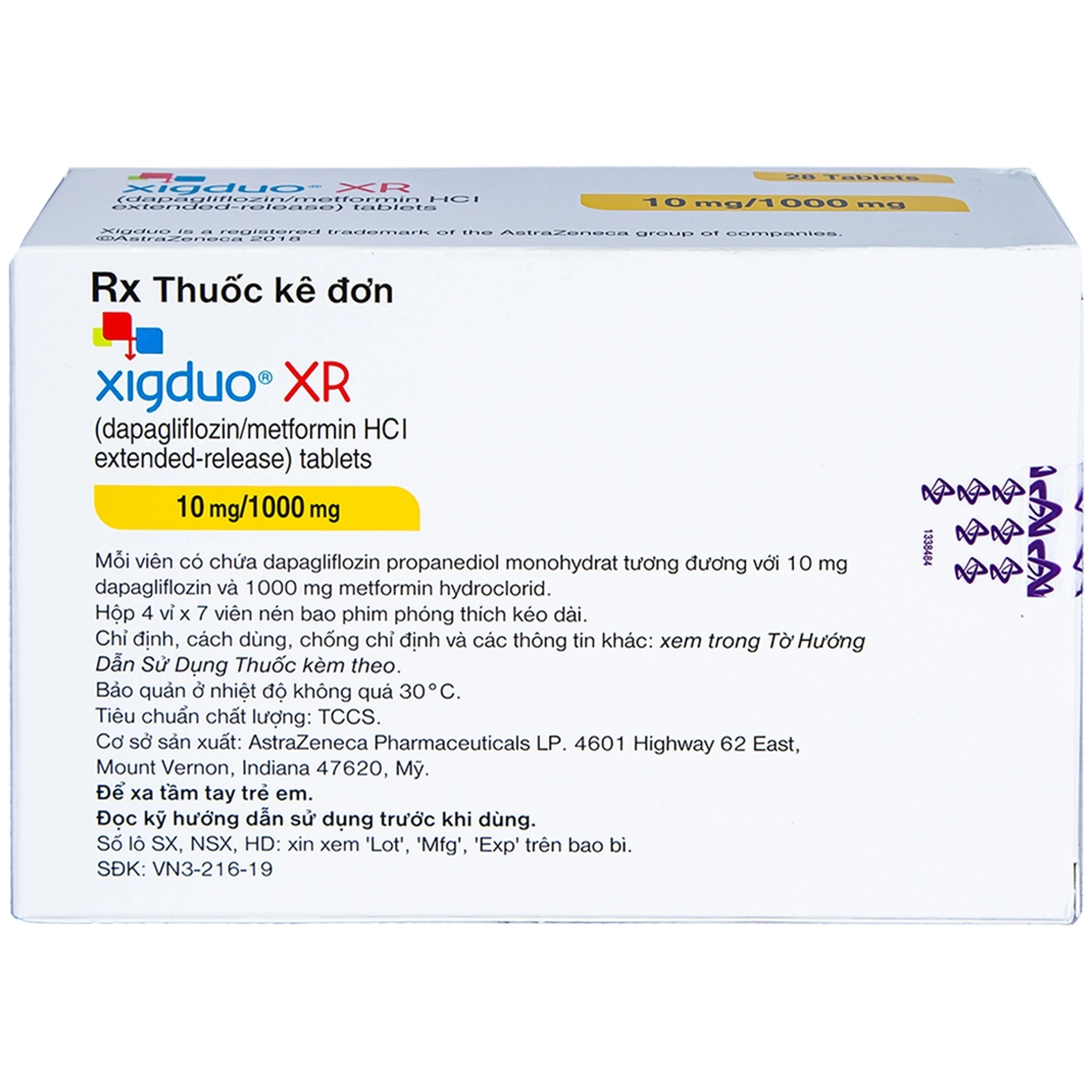 Thuốc Xigduo XR 10mg/1000mg Astrazeneca cải thiện kiểm soát đường huyết (4 vỉ x 7 viên)