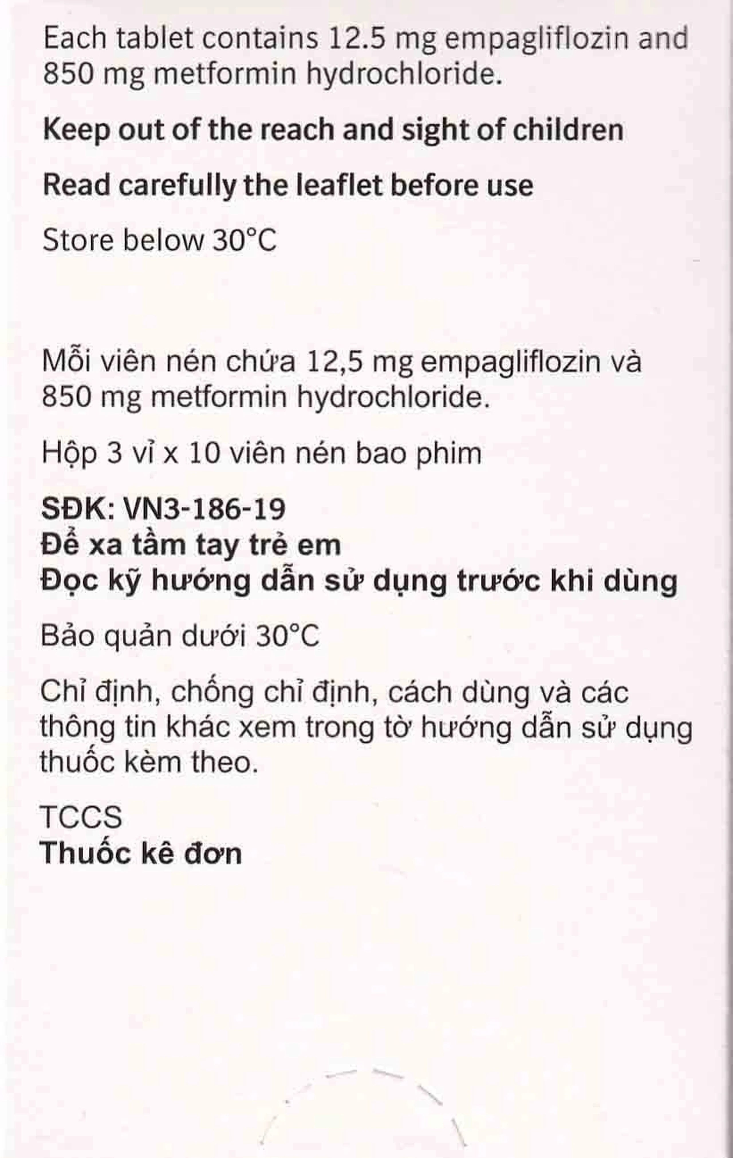 Thuốc Jardiance Duo 12.5mg/850mg Boehringer điều trị tiểu đường típ 2 (3 vỉ x 10 viên)