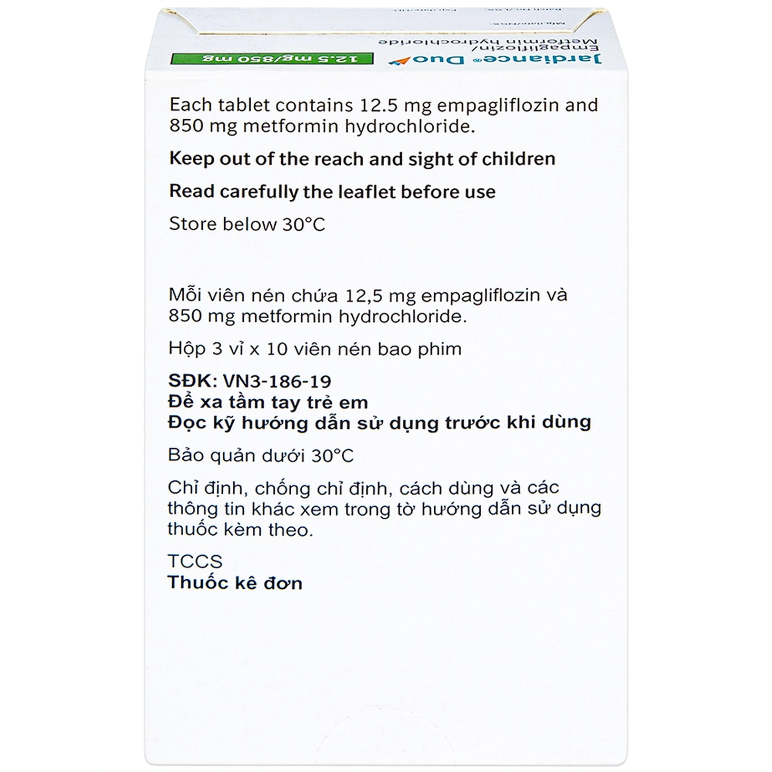 Thuốc Jardiance Duo 12.5mg/850mg Boehringer điều trị tiểu đường típ 2 (3 vỉ x 10 viên)