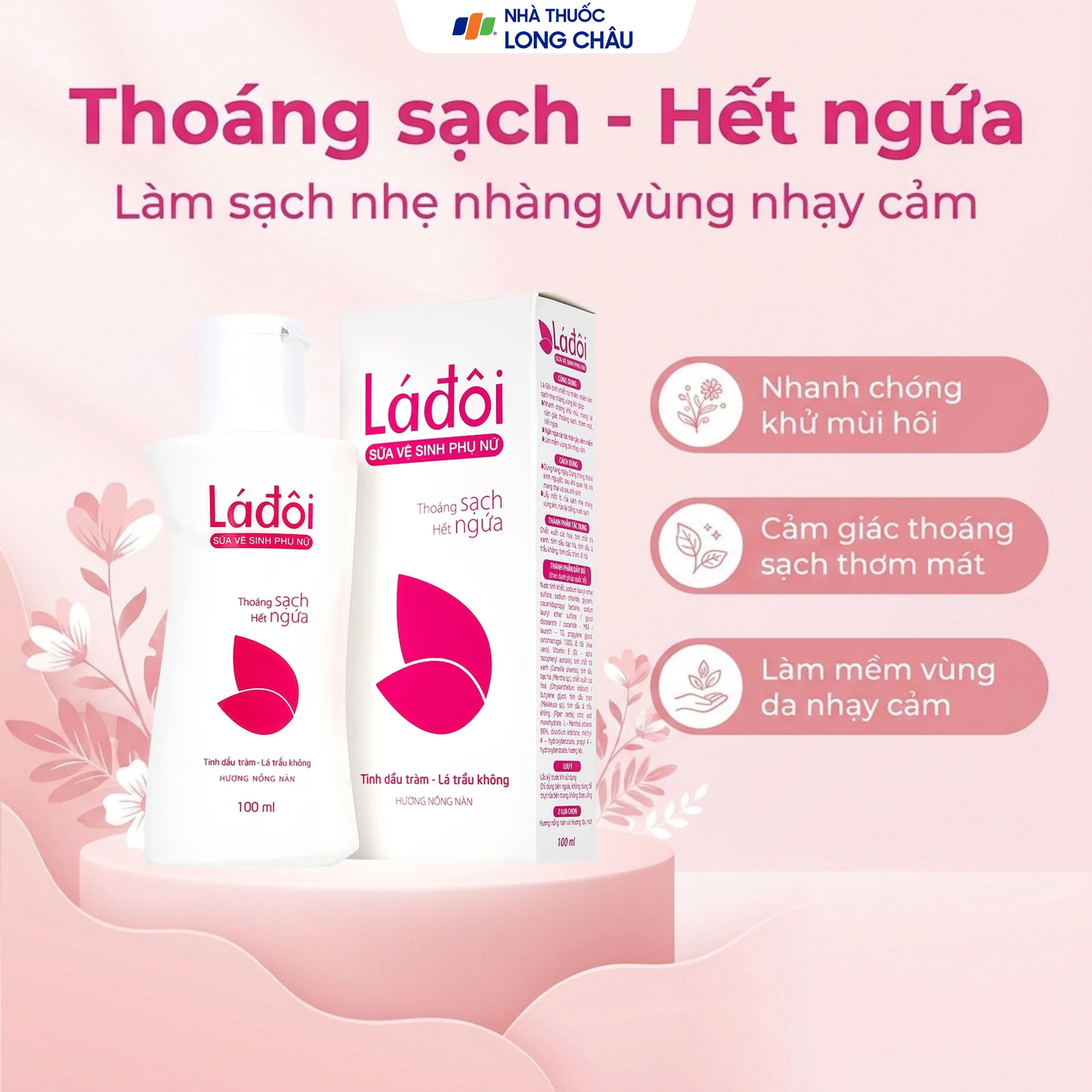 Dung dịch vệ sinh phụ nữ Shema lá đôi màu hồng giúp làm sạch, ngăn ngừa vi khuẩn (100ml) 2