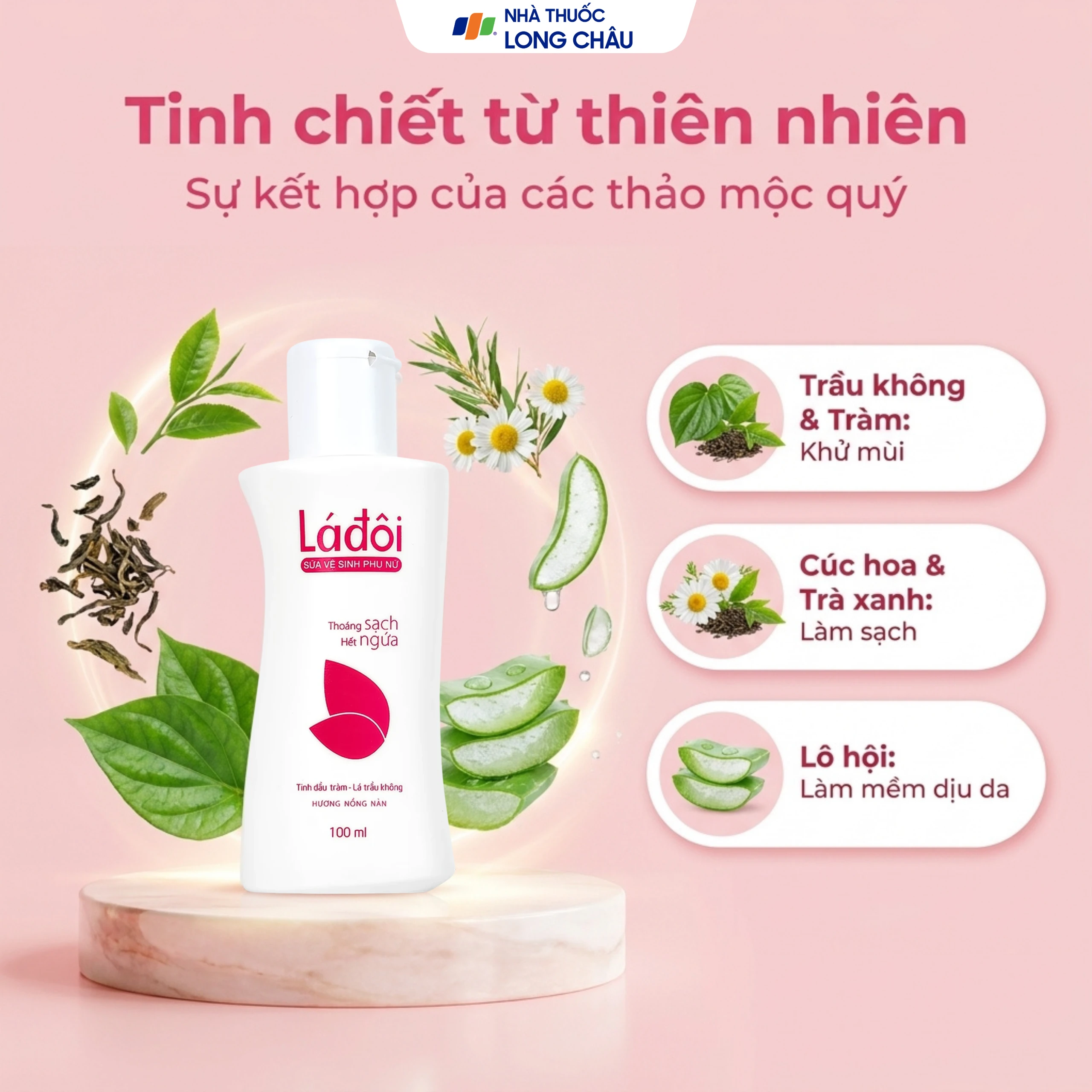 Dung dịch vệ sinh phụ nữ Shema lá đôi màu hồng giúp làm sạch, ngăn ngừa vi khuẩn (100ml) 3