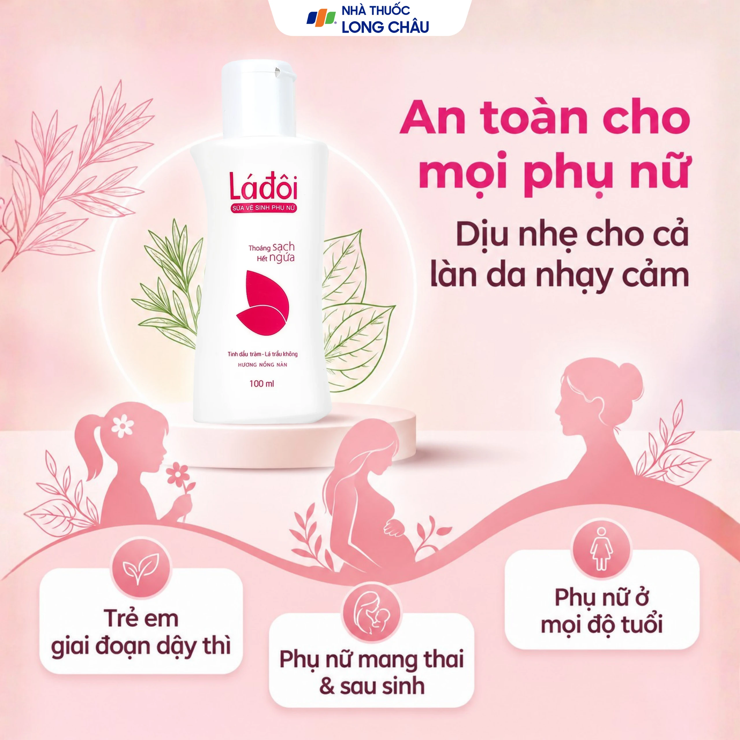 Dung dịch vệ sinh phụ nữ Shema lá đôi màu hồng giúp làm sạch, ngăn ngừa vi khuẩn (100ml) 4