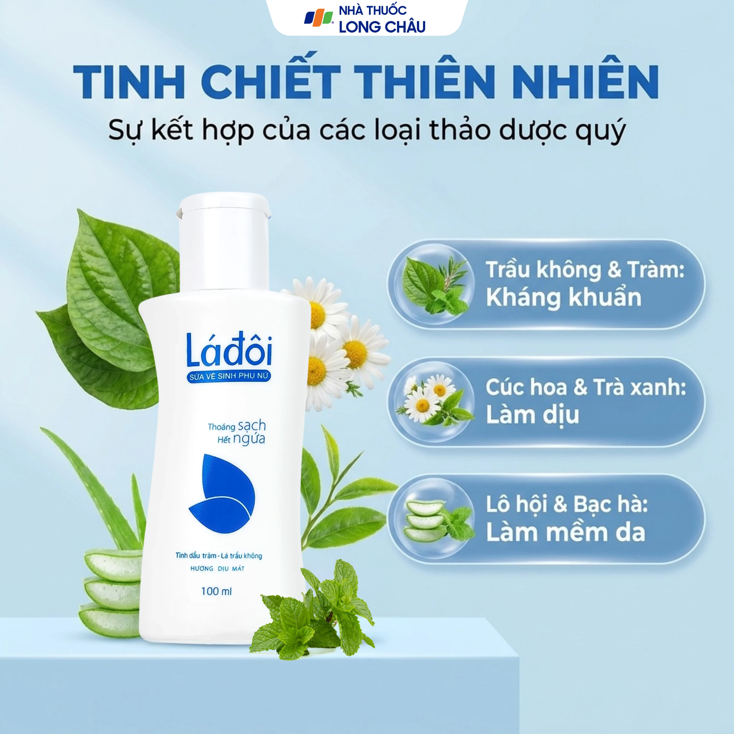Sữa vệ sinh phụ nữ Shema lá đôi màu xanh làm sạch, khử mùi (100ml) 3