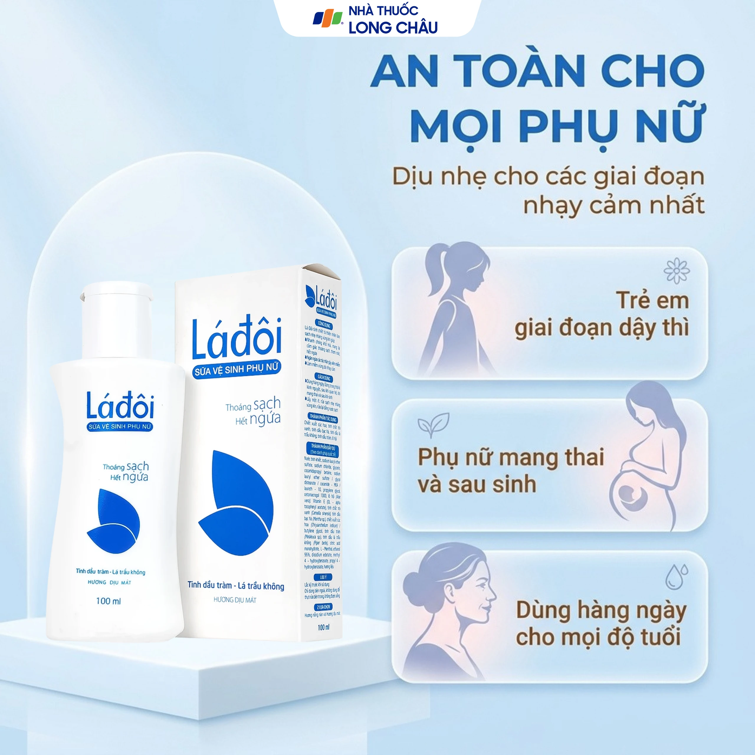 Sữa vệ sinh phụ nữ Shema lá đôi màu xanh làm sạch, khử mùi (100ml) 4