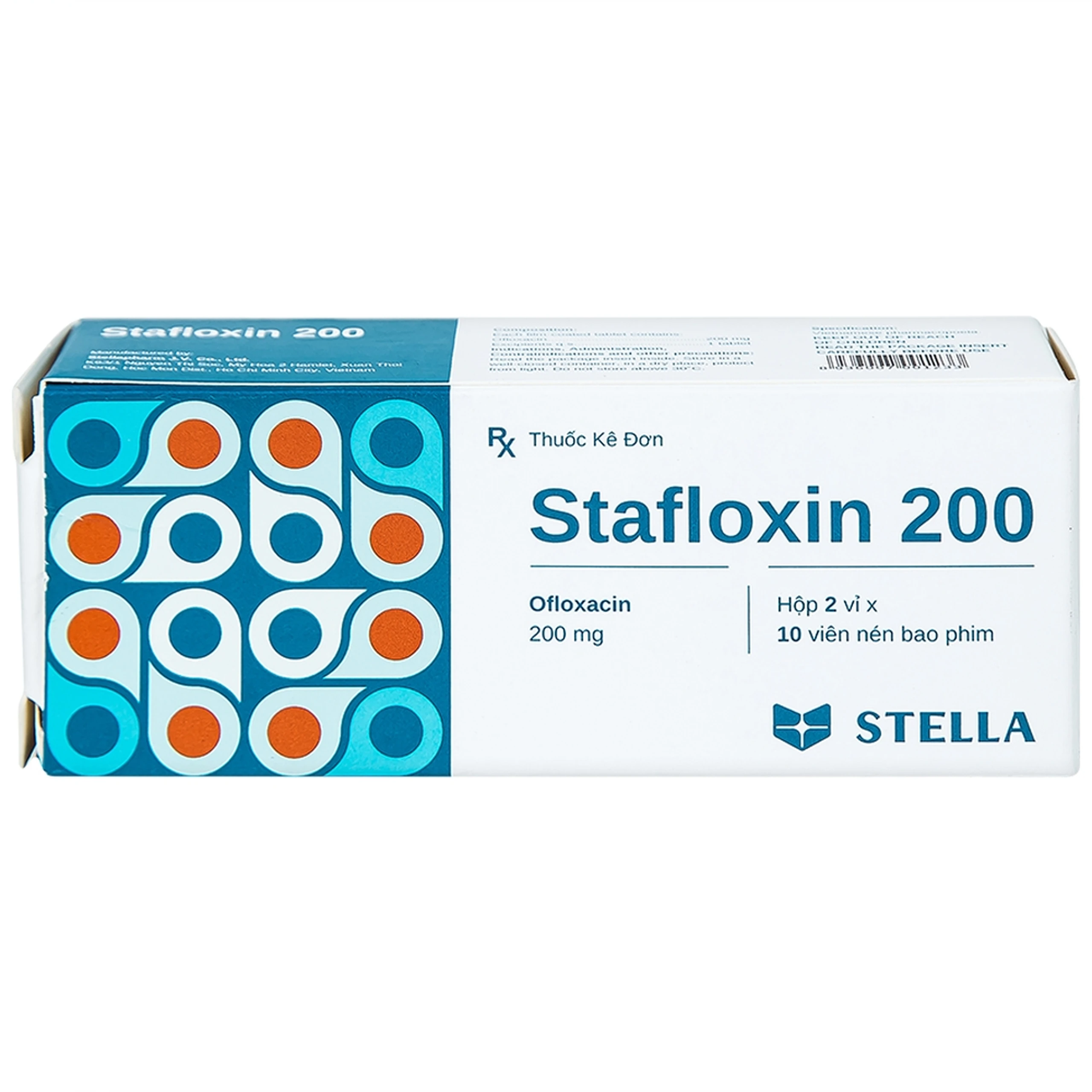 Thuốc Stafloxin 200 Stella điều trị các chứng nhiễm trùng (2 vỉ x 10 viên)