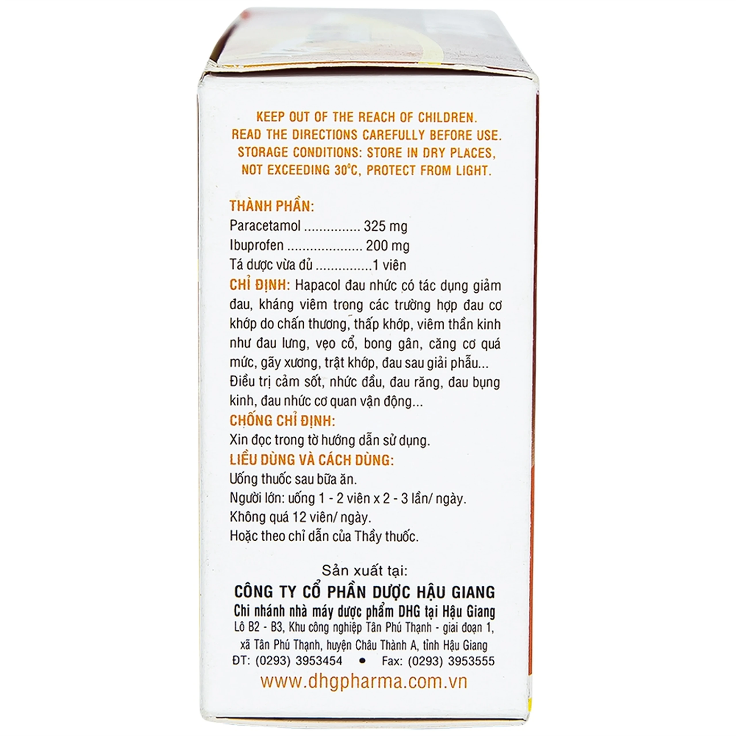 Thuốc Hapacol Đau Nhức DHG giảm đau, kháng viêm (10 vỉ x 5 viên)