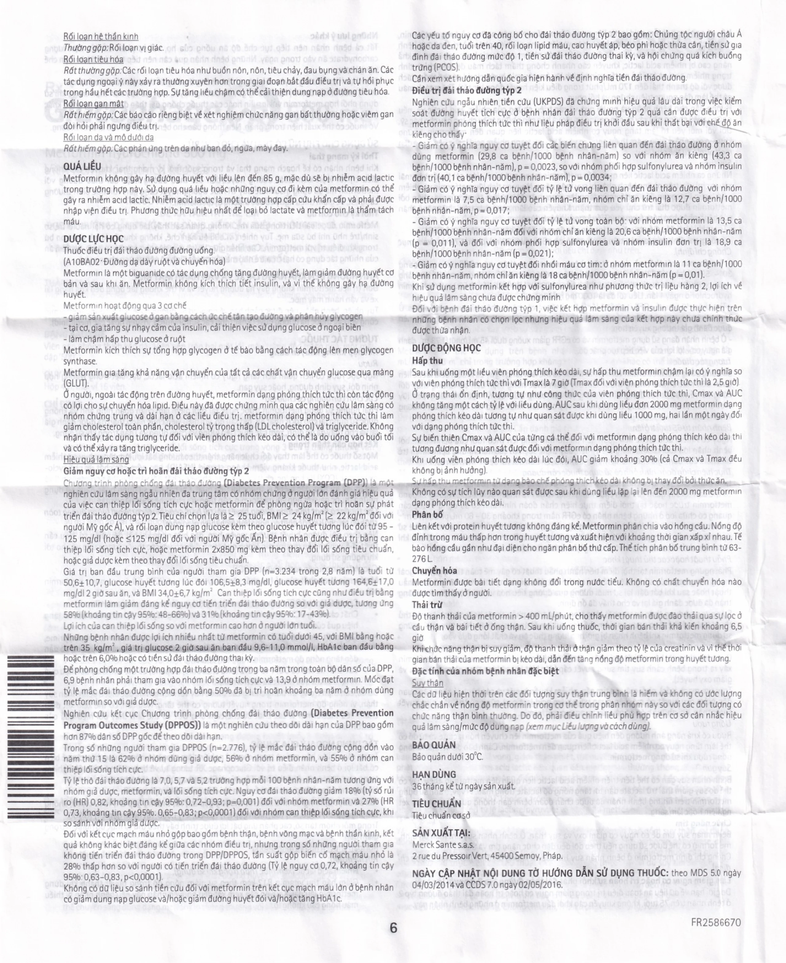 Thuốc Glucophage XR 500mg Merck điều trị tiểu đường típ 2 (4 vỉ x 15 viên)