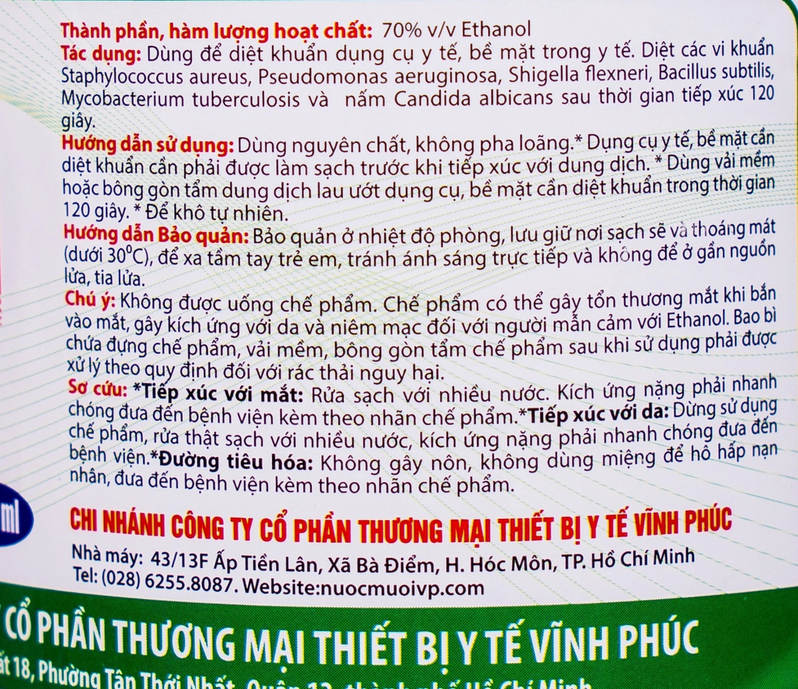 Cồn thuốc dùng ngoài Alcool 70 độ OPC sát trùng vết thương ngoài da (1L)