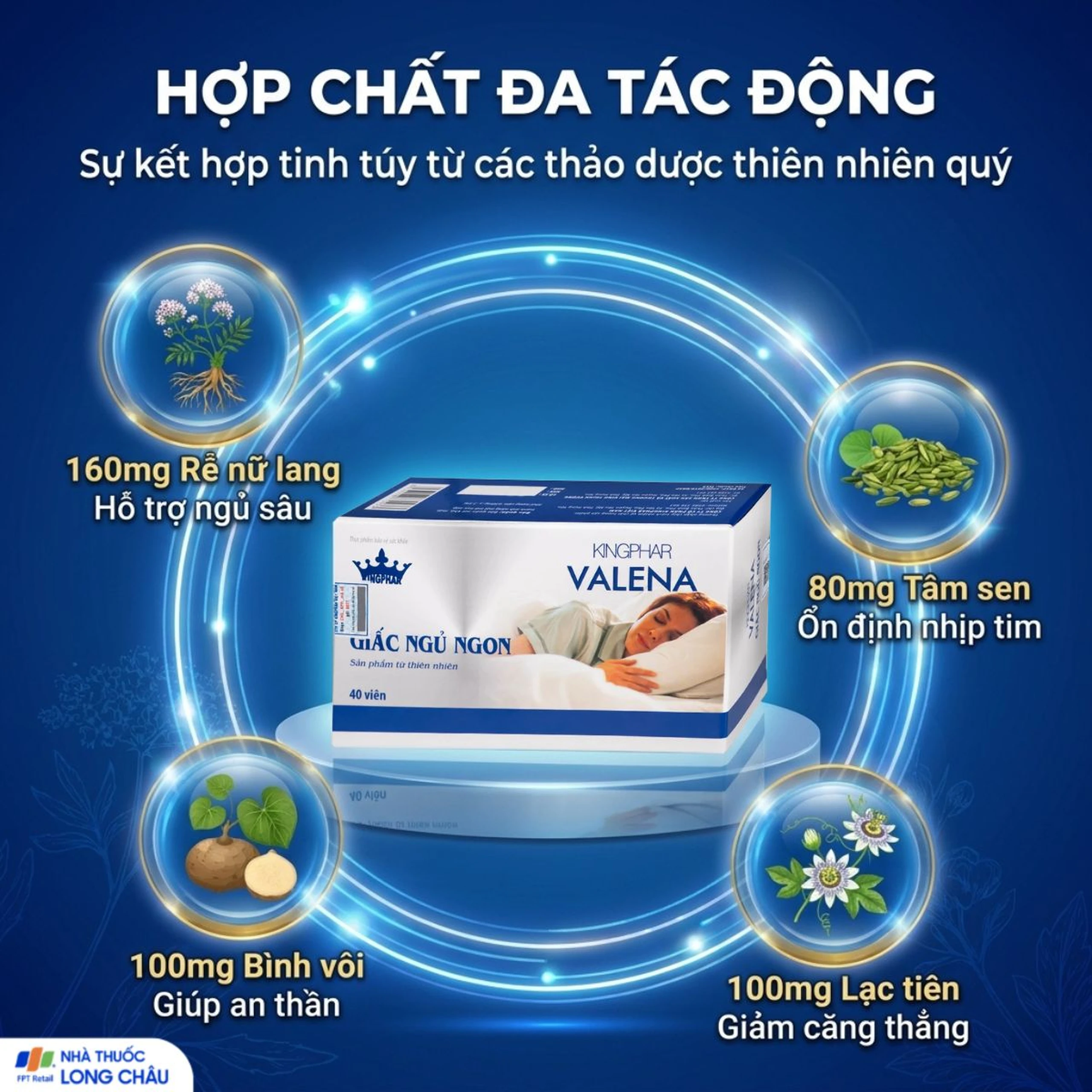 Viên uống giúp an thần hỗ trợ dễ ngủ Valena Kingphar (4 vỉ x 10 viên) 3