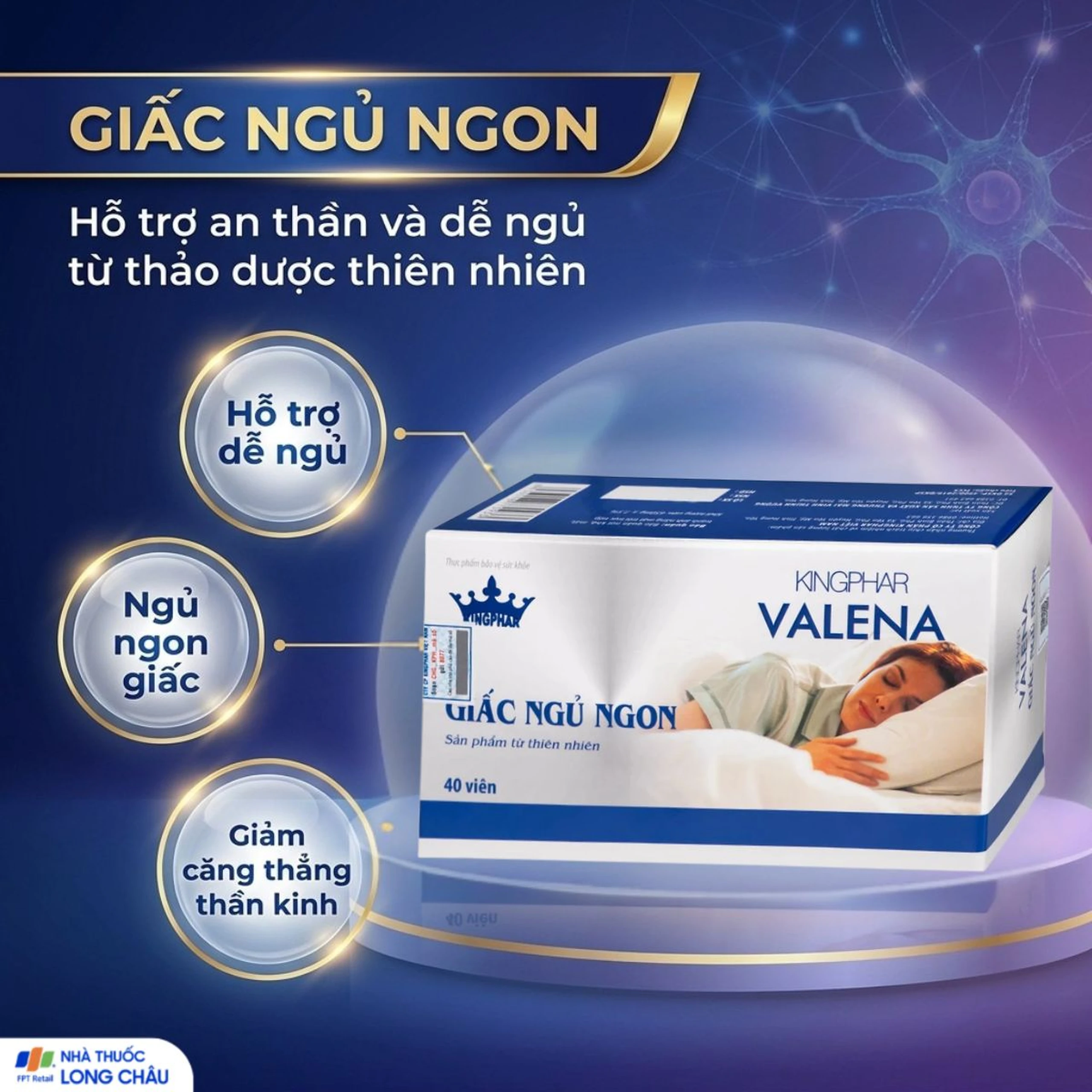 Viên uống giúp an thần hỗ trợ dễ ngủ Valena Kingphar (4 vỉ x 10 viên) 2