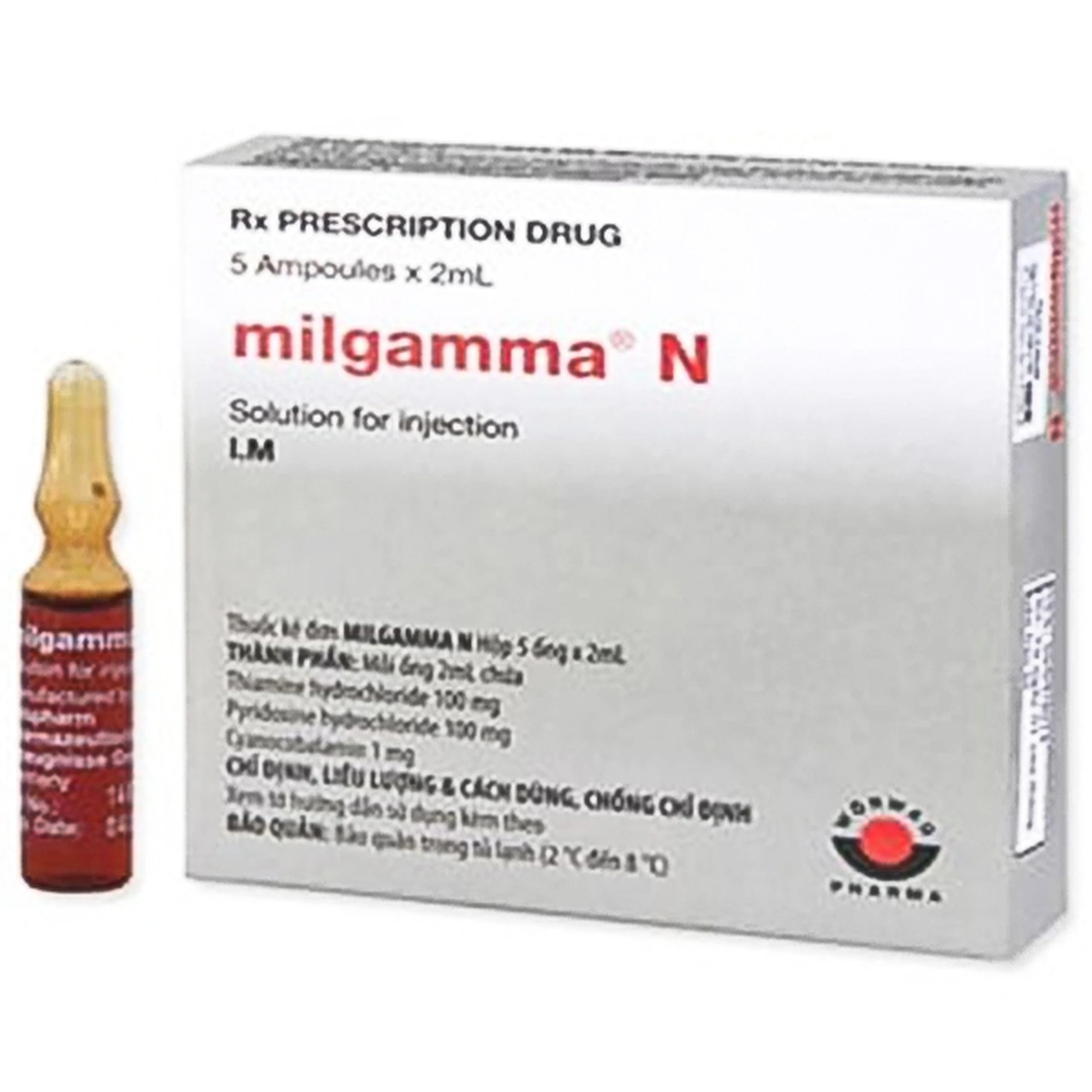 Dung dịch tiêm Milgamma N Solupharm điều trị bệnh viêm dây thần kinh (5 ống x 2ml)