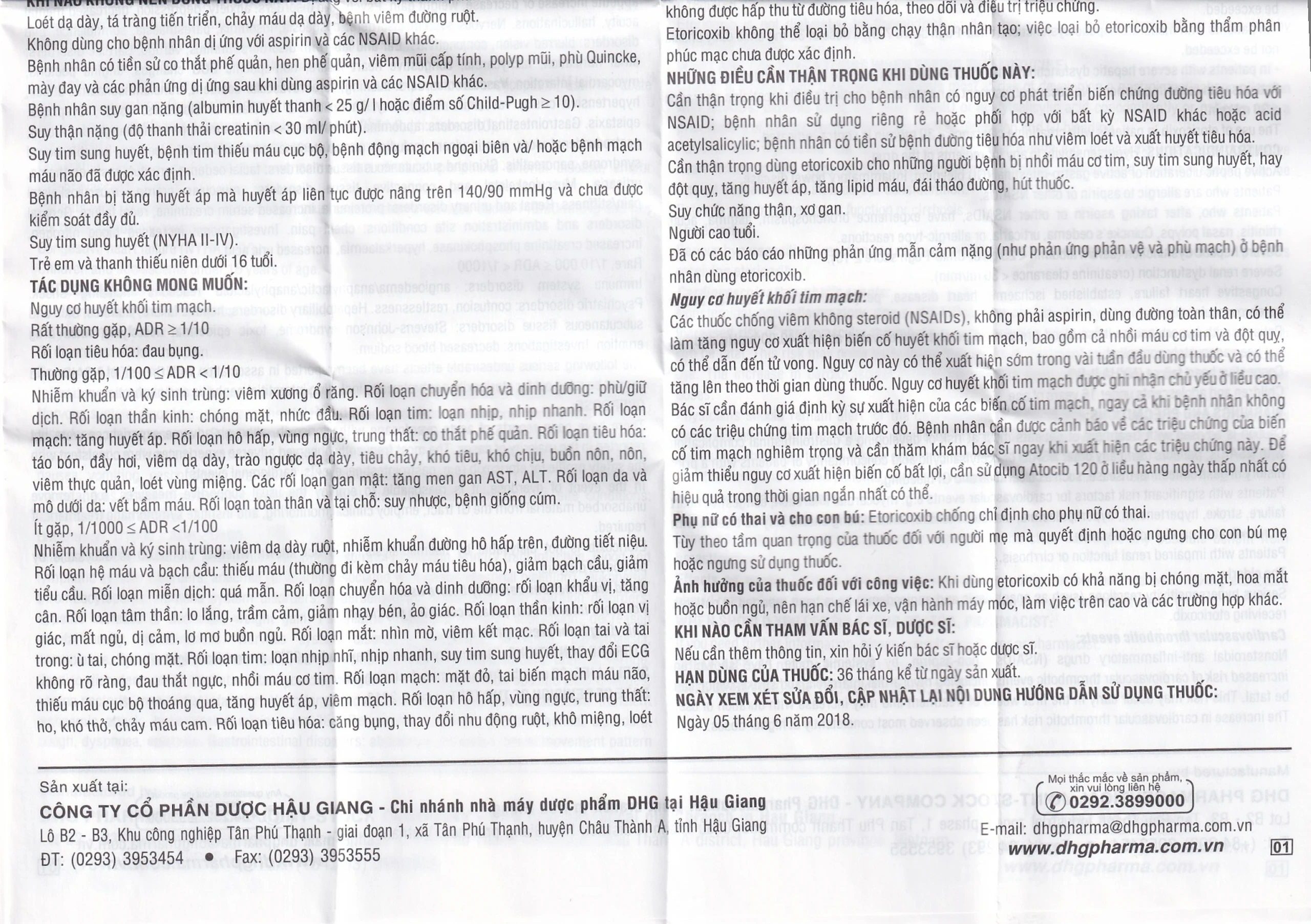 Thuốc Atocib 120mg DHG điều trị thoái hóa khớp, viêm khớp dạng thấp (3 vỉ x 10 viên)