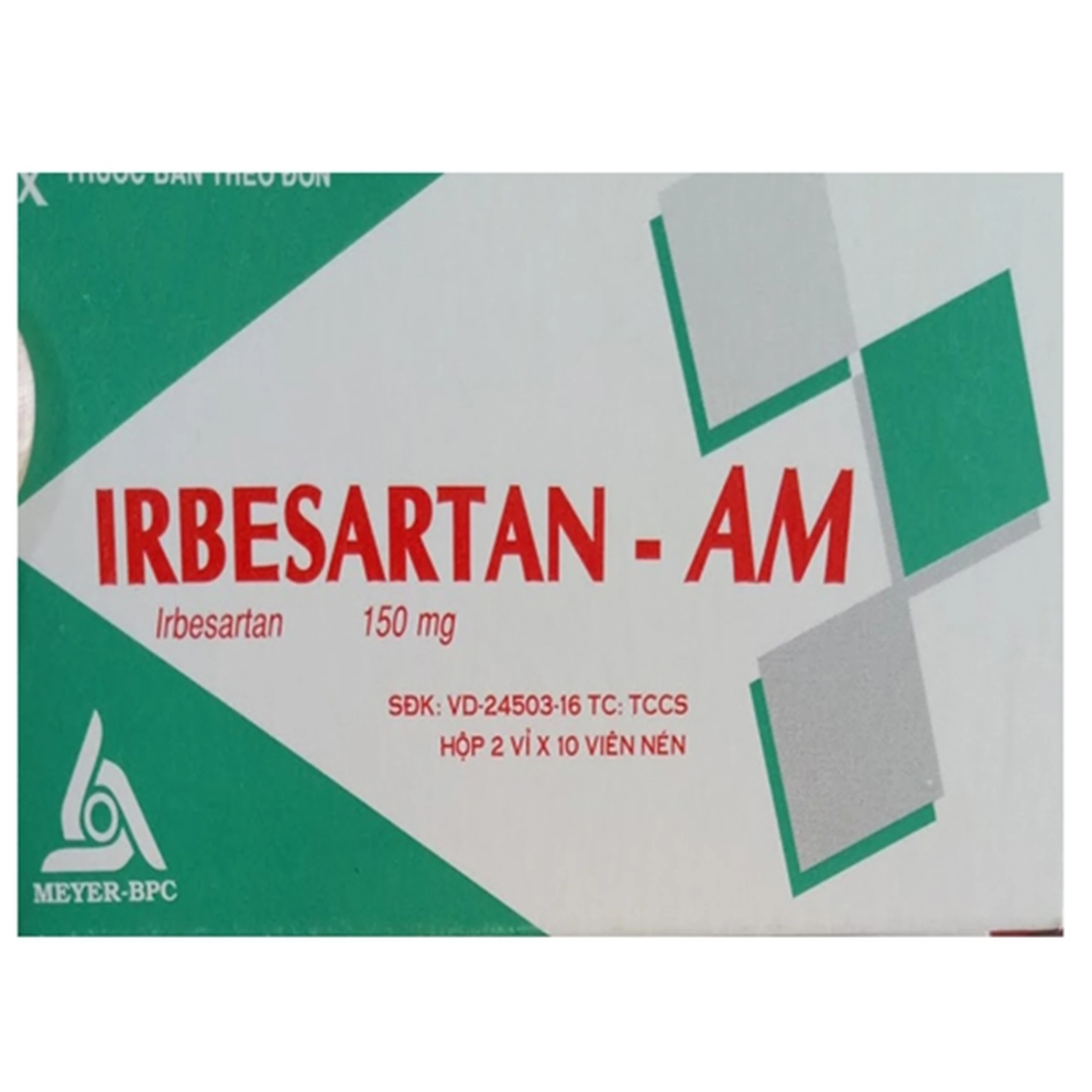 Thuốc Irbesartan-AM 150mg Meyer-BPC điều trị tăng huyết áp, bệnh thận (2 vỉ x 10 viên)