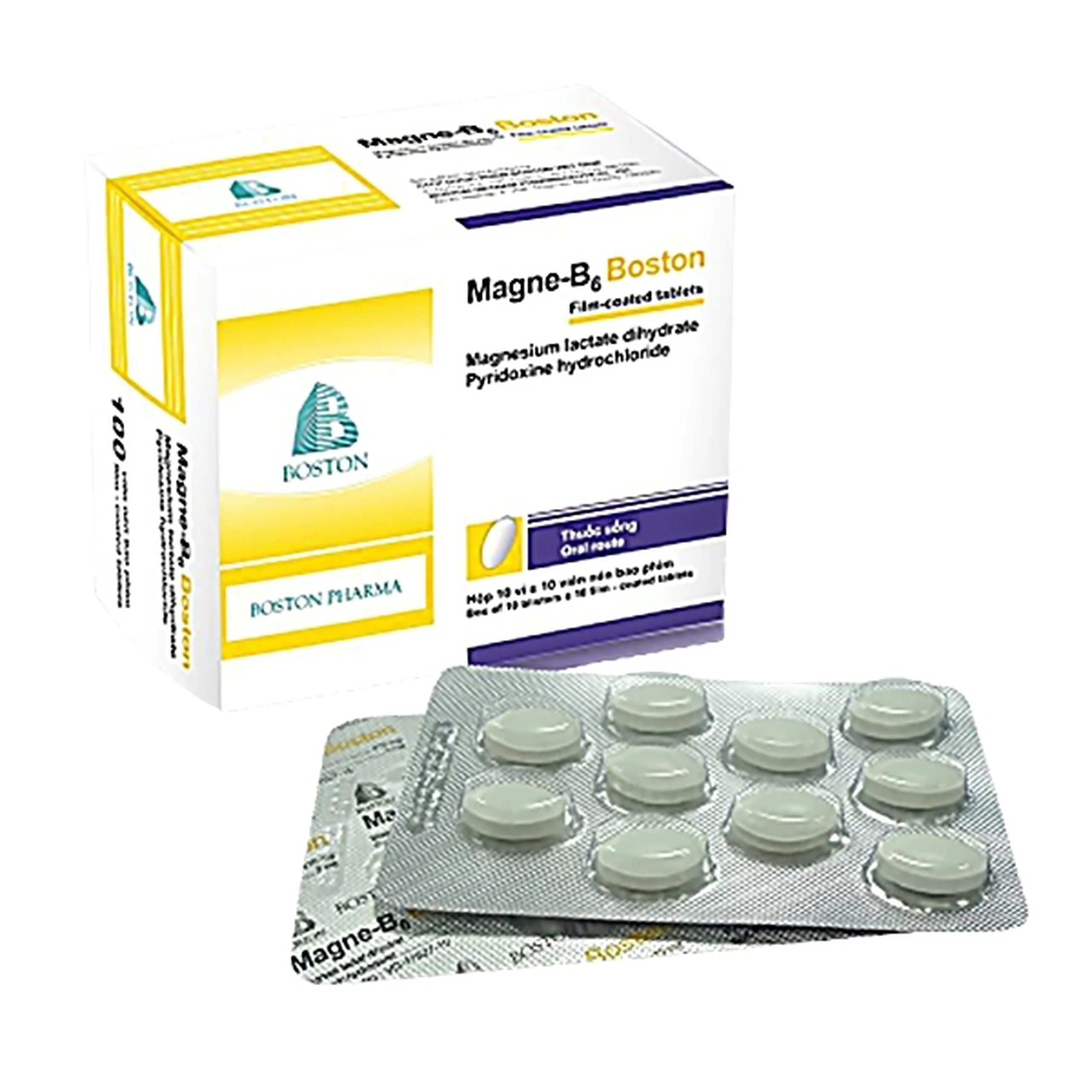 Viên nén Magne-B6 Boston điều trị thiếu magnesi nặng (10 vỉ x 10 viên)