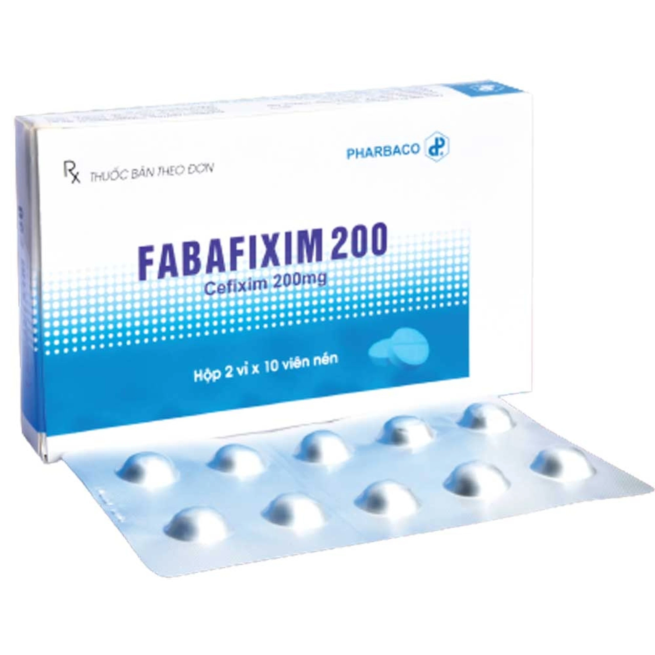 Thuốc Fabafixim DT 200mg Pharbaco điều trị nhiễm khuẩn (2 vỉ x 10 viên) 1