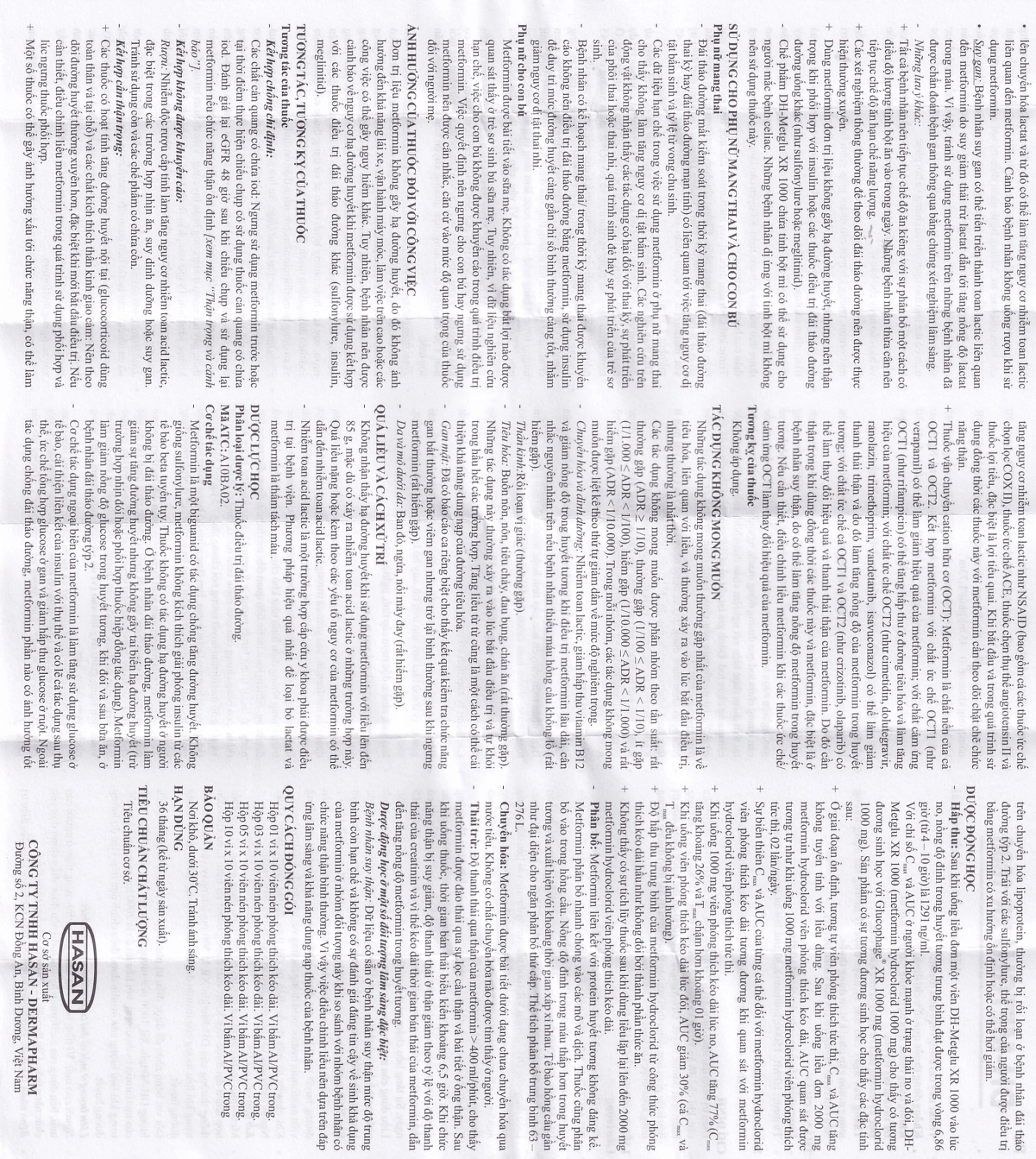 Thuốc DH-Metglu XR 1000 Hasan điều trị tiểu đường típ 2 (5 vỉ x 10 viên)