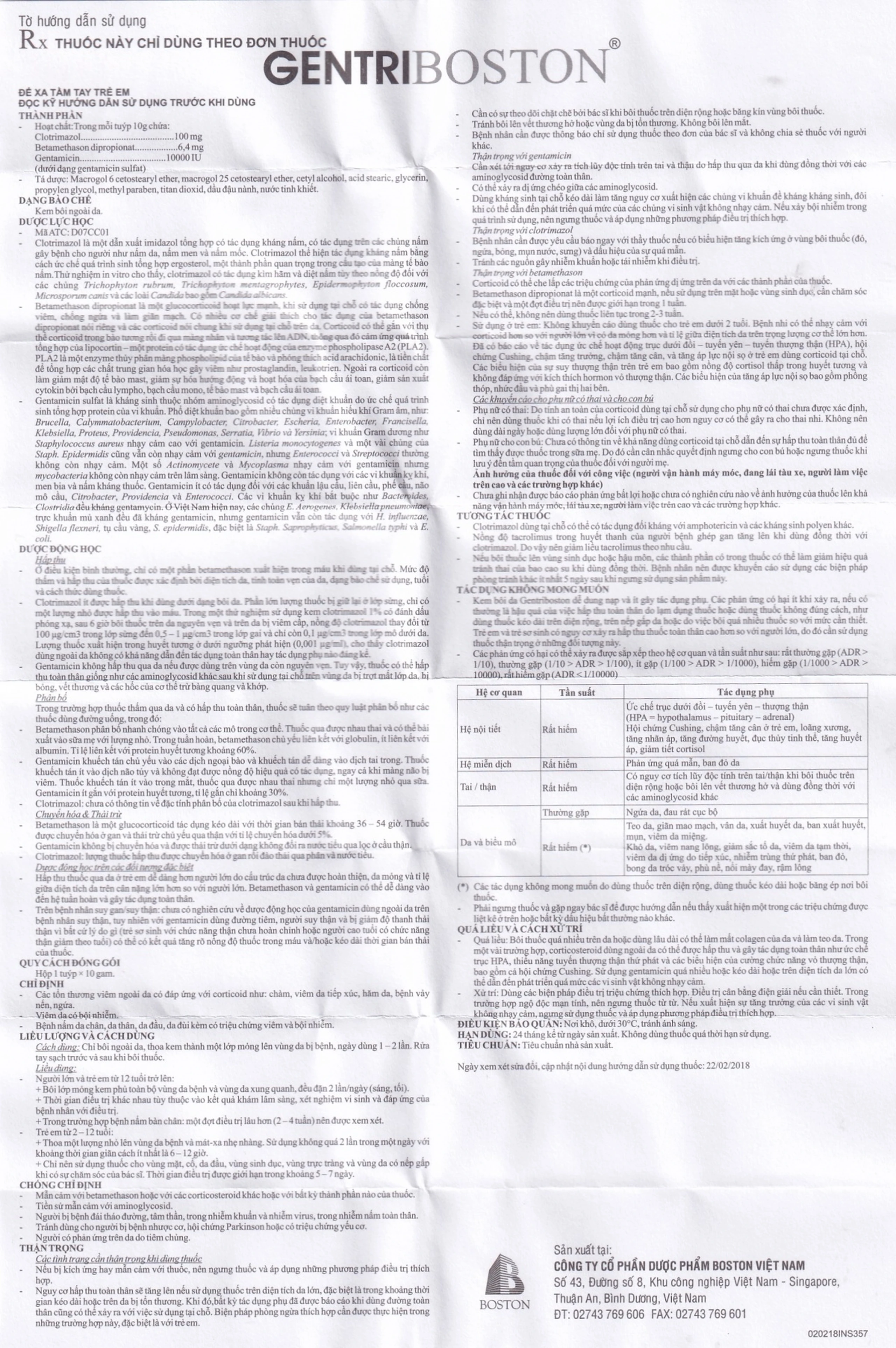 Kem bôi da GentriBoston điều trị các tổn thương viêm ngoài da (10g)