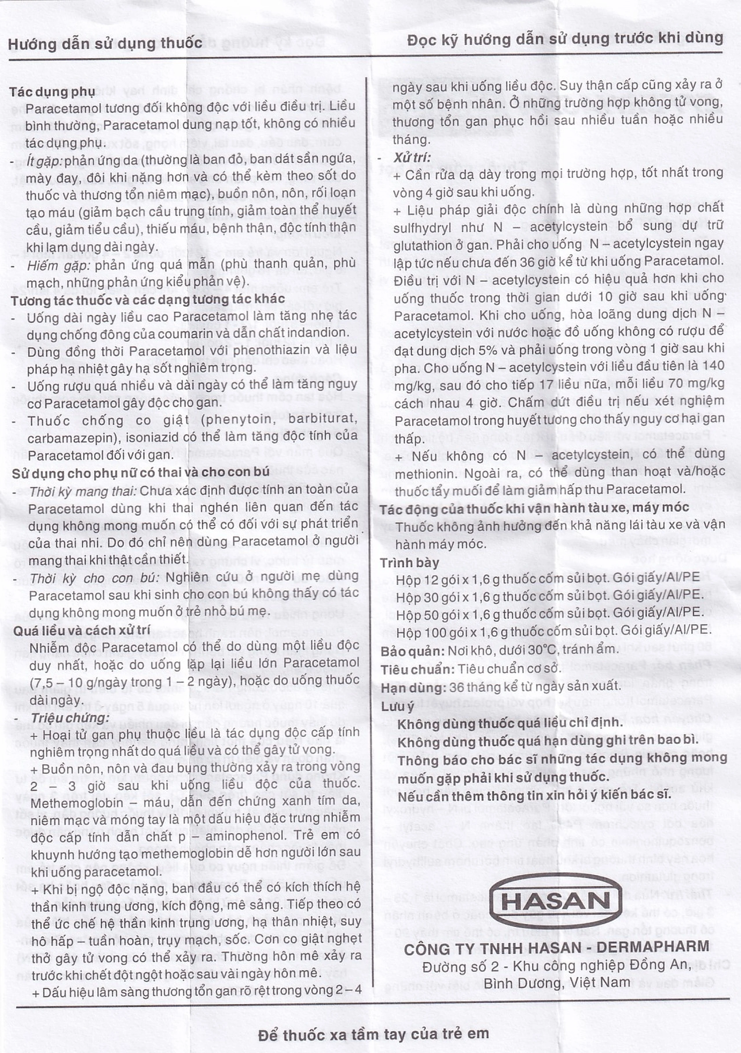 Bột sủi EfferHasan 250mg giảm đau, hạ sốt (30 gói)