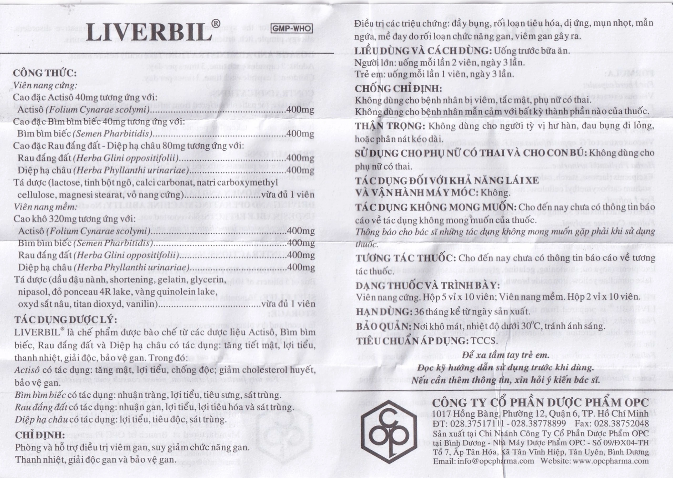 Thuốc Liverbil OPC nhuận gan, lợi mật, điều trị viêm gan (2 vỉ x 10 viên)