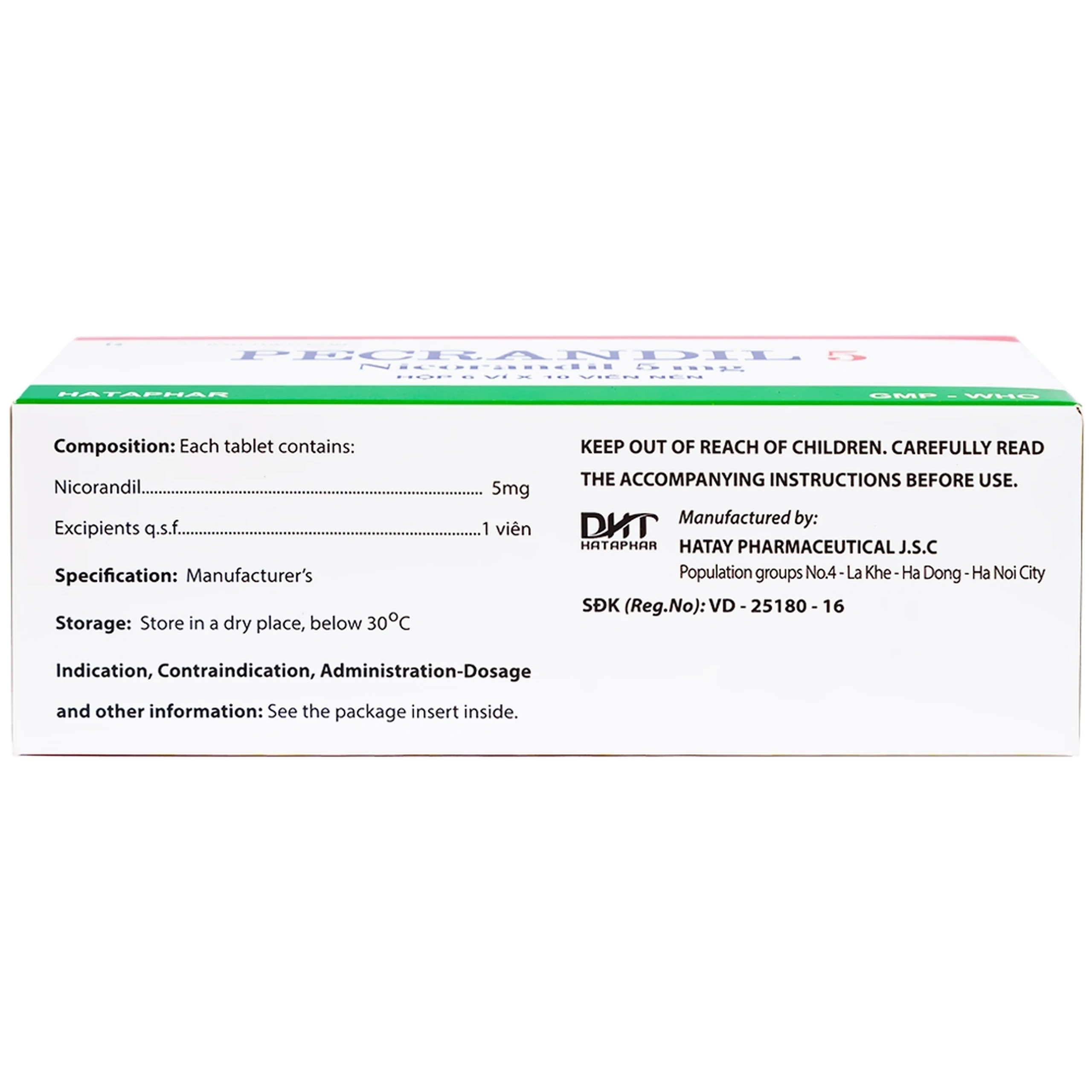Viên nén Pecrandil 5 Hataphar ngăn ngừa và điều trị lâu dài đau thắt ngực (6 vỉ x 10 viên)