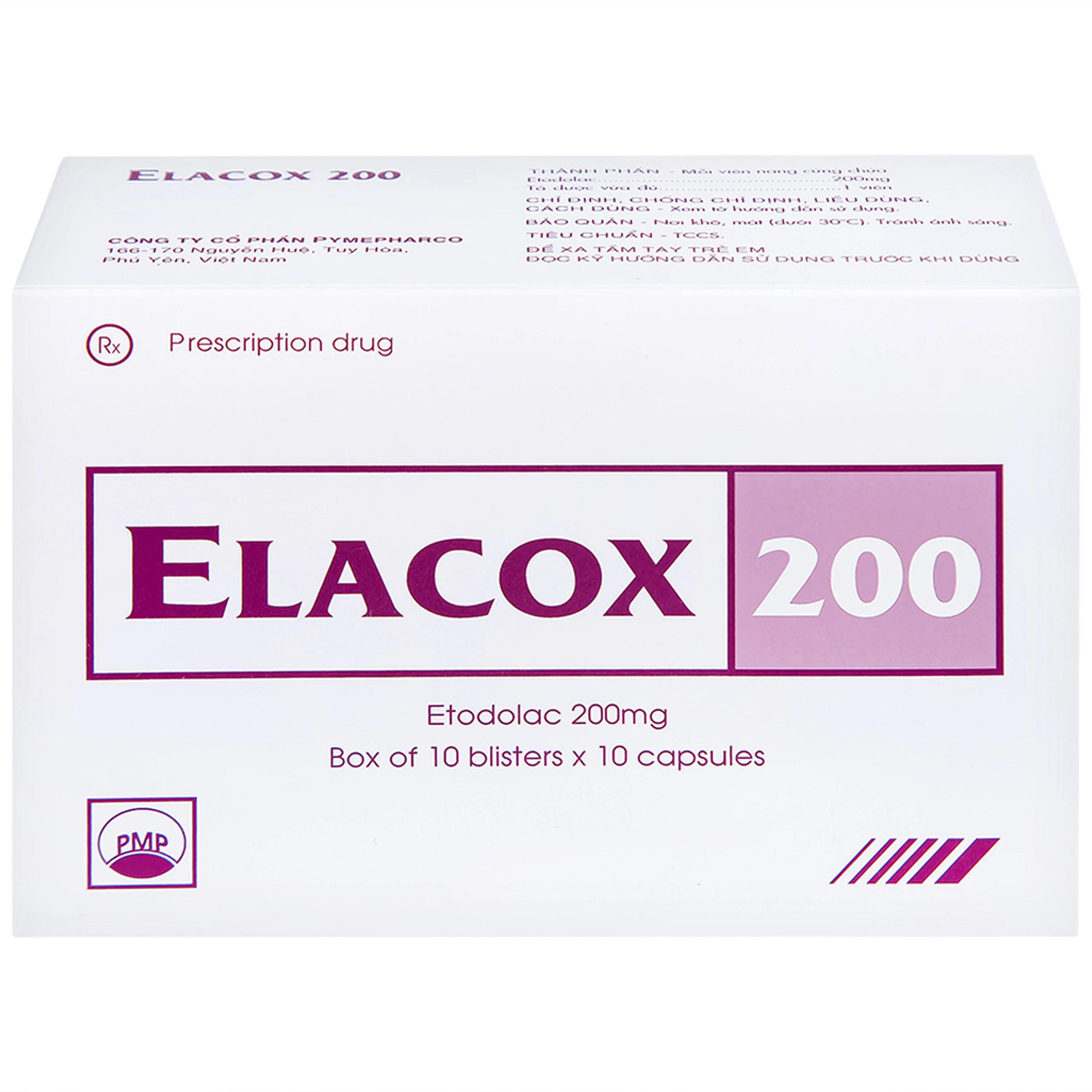 Thuốc Elacox 200 điều trị triệu chứng thoái hoá khớp, viêm khớp dạng thấp cấp hay mạn tính (10 vỉ x 10 viên)