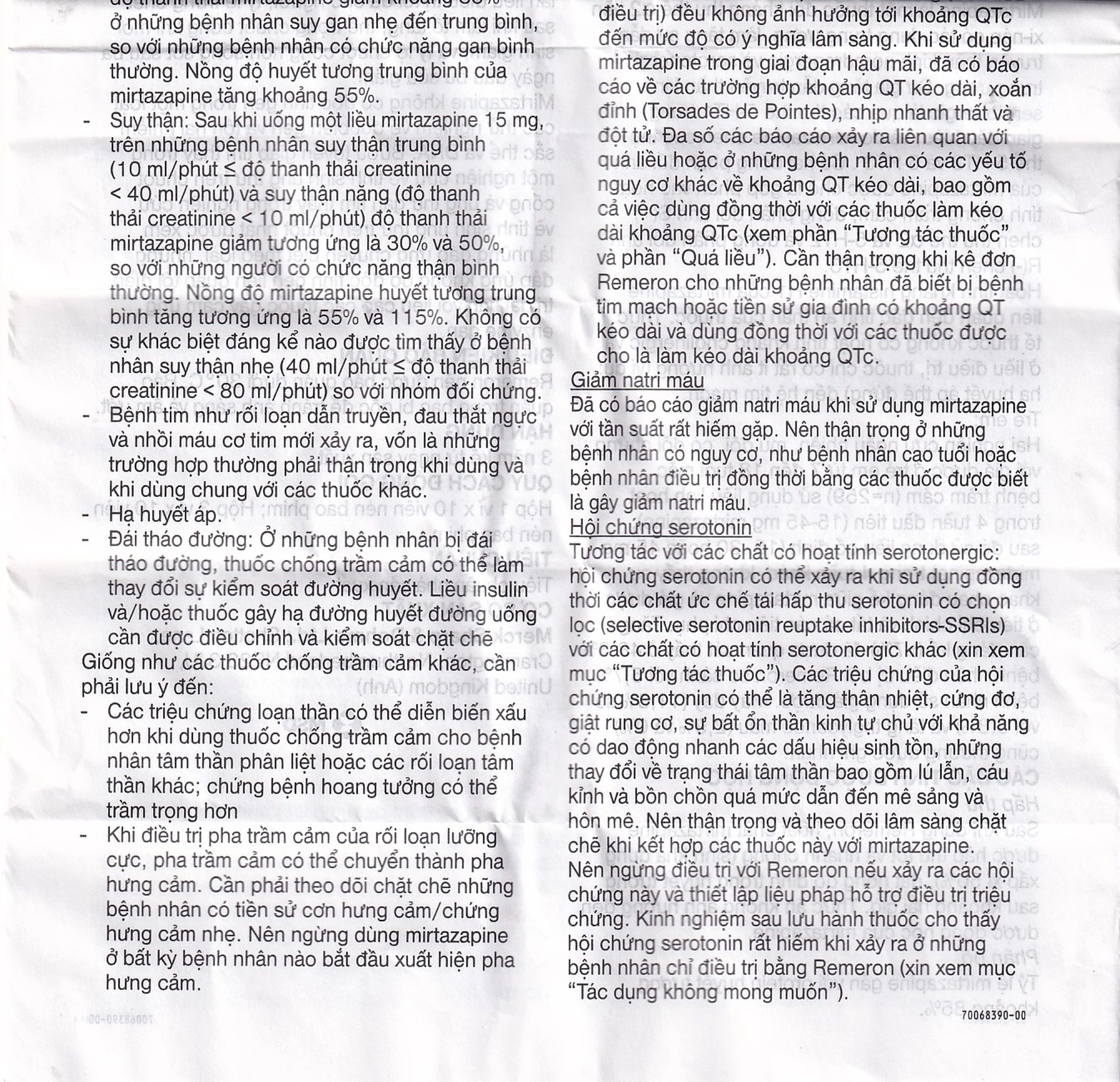 Thuốc Remeron 30mg MSD điều trị các đợt của trầm cảm nặng (3 vỉ x 10 viên)