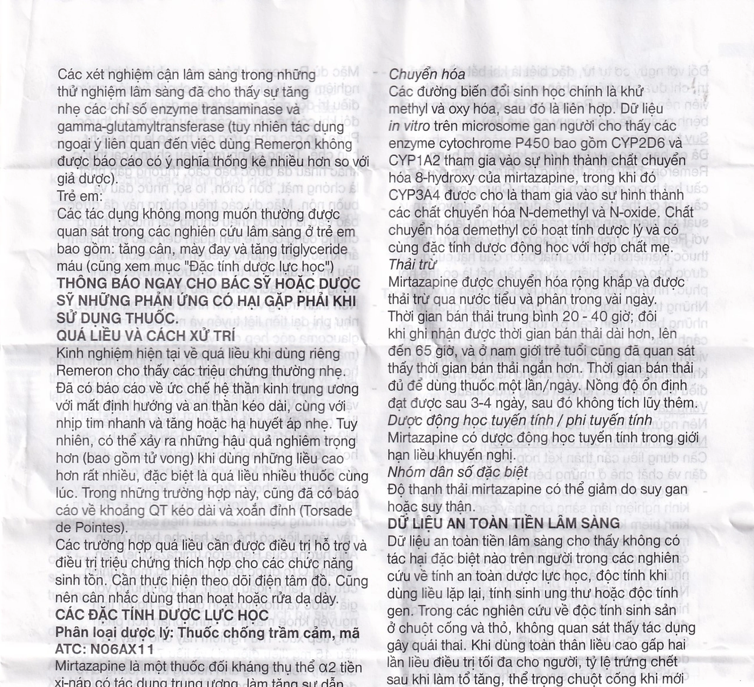 Thuốc Remeron 30mg MSD điều trị các đợt của trầm cảm nặng (3 vỉ x 10 viên)