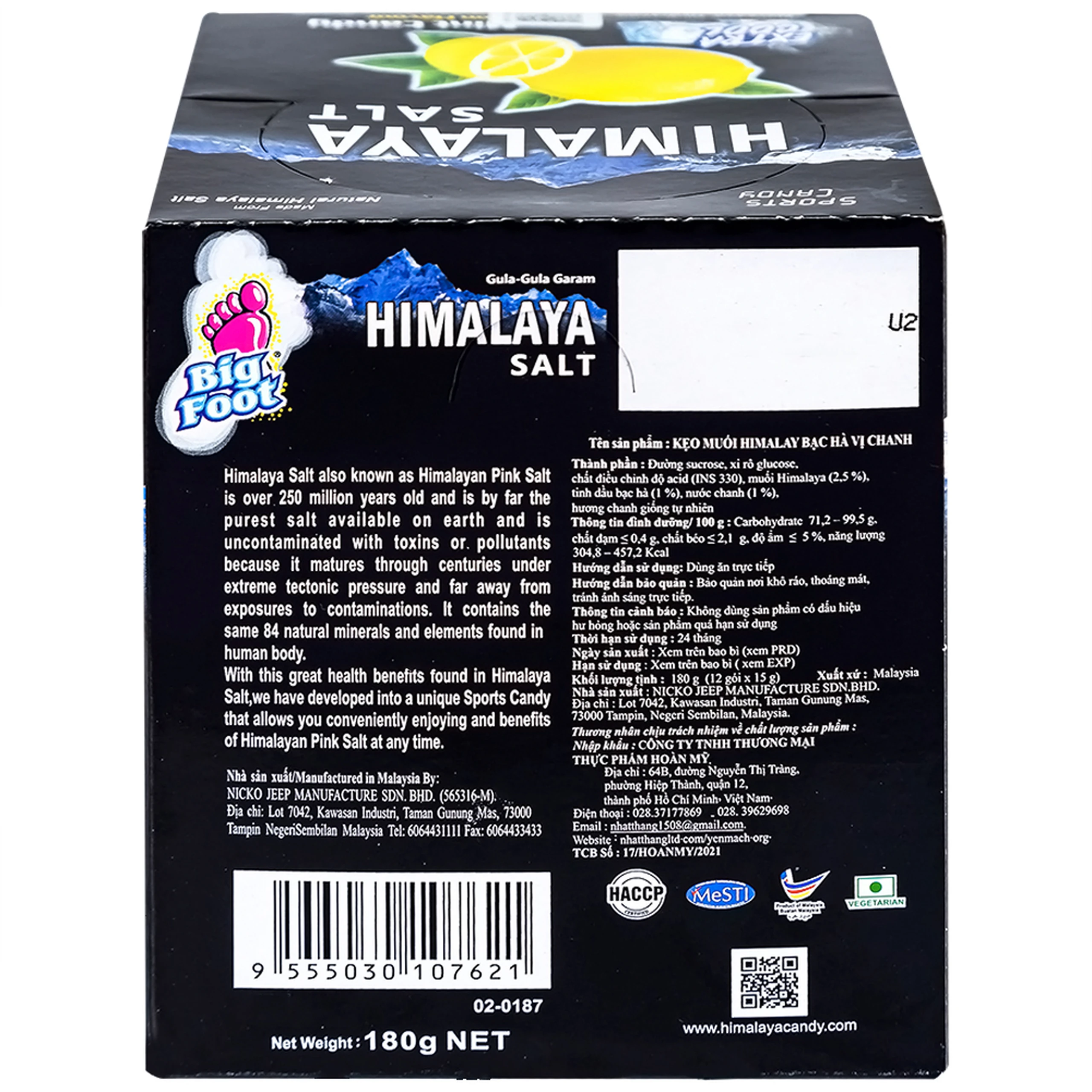 Kẹo Chanh Muối Vị Bạc Hà Himalaya (12 gói x 15g)