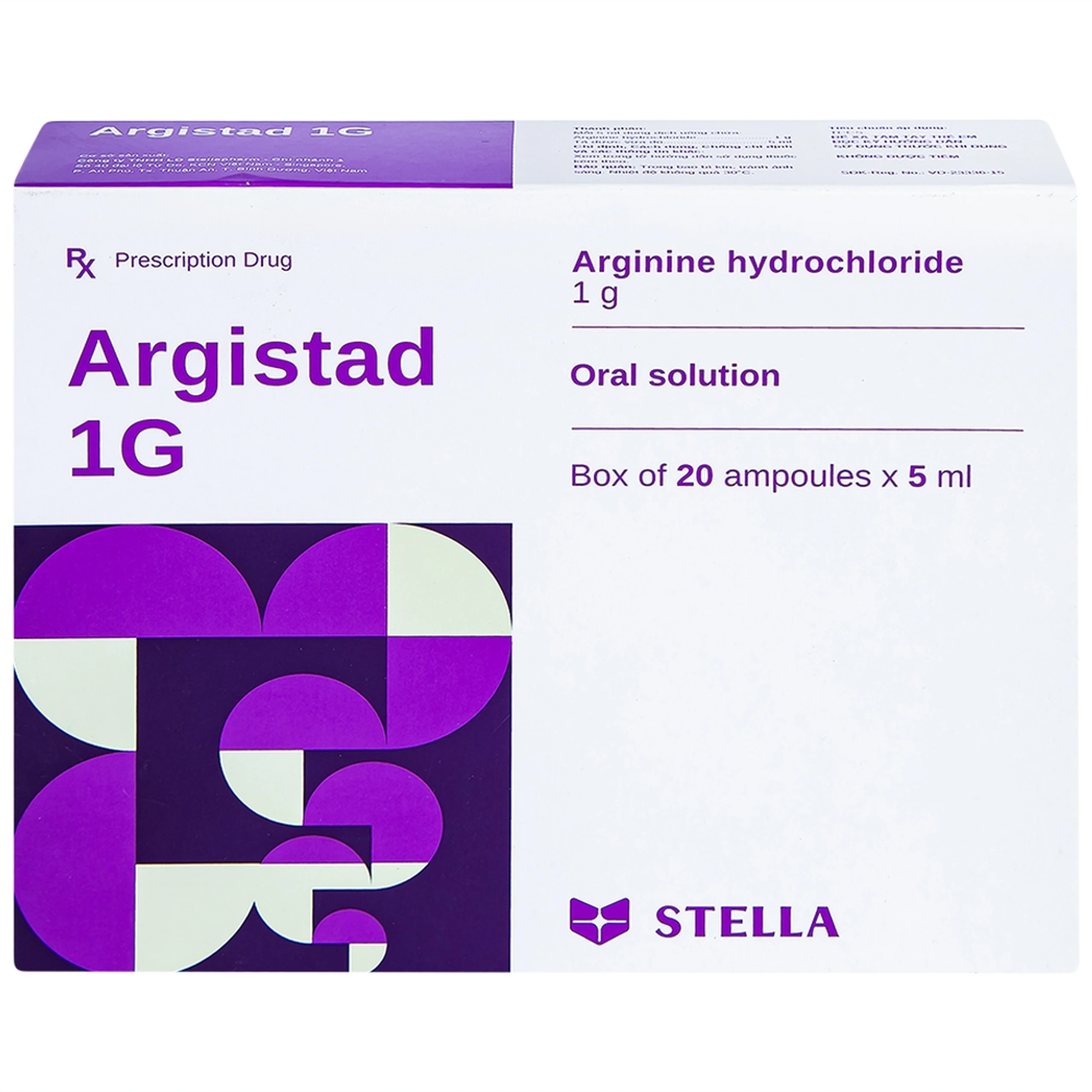 Dung dịch uống Argistad 1g Stella điều trị tăng amoniac huyết (20 ống x 5ml)