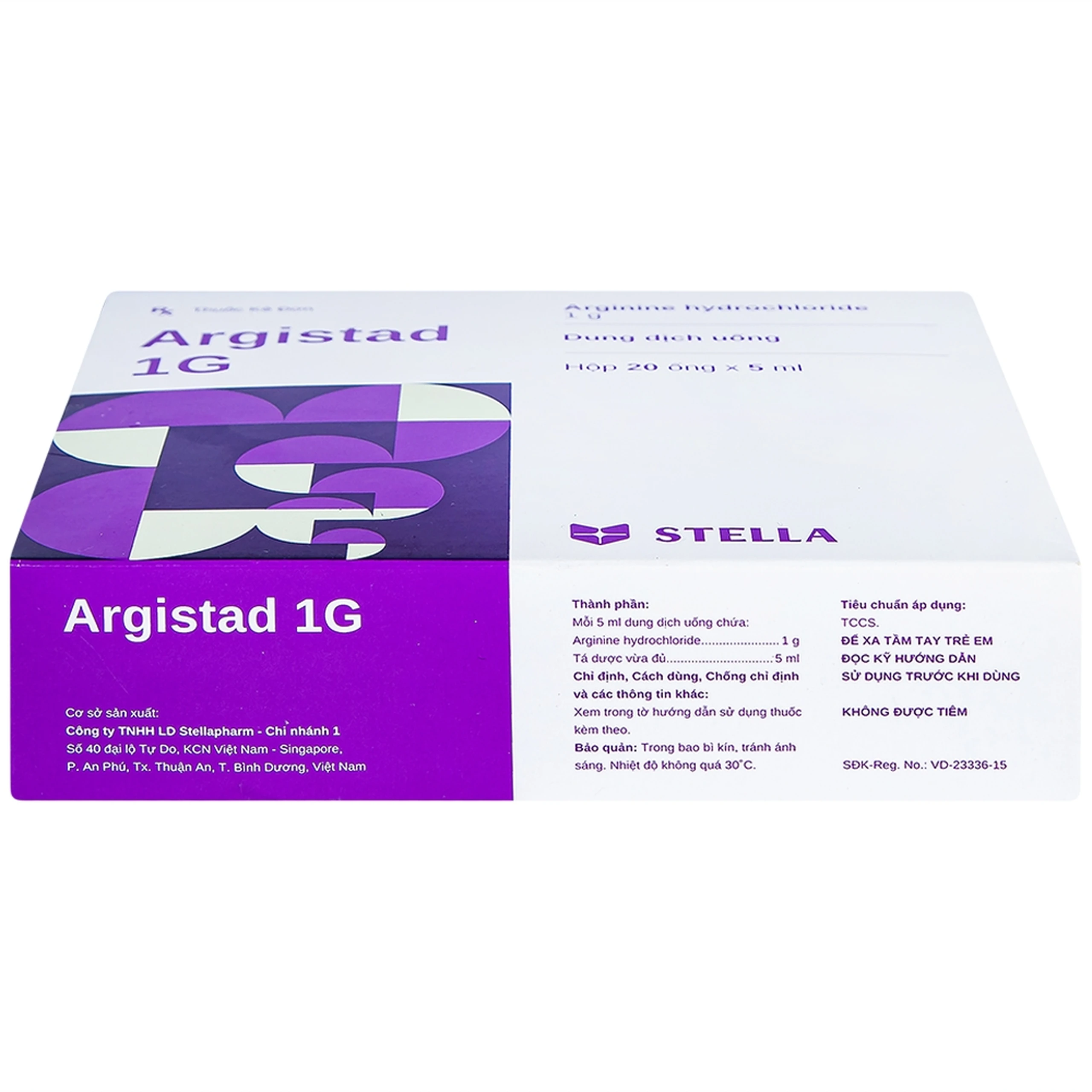 Dung dịch uống Argistad 1g Stella điều trị tăng amoniac huyết (20 ống x 5ml)