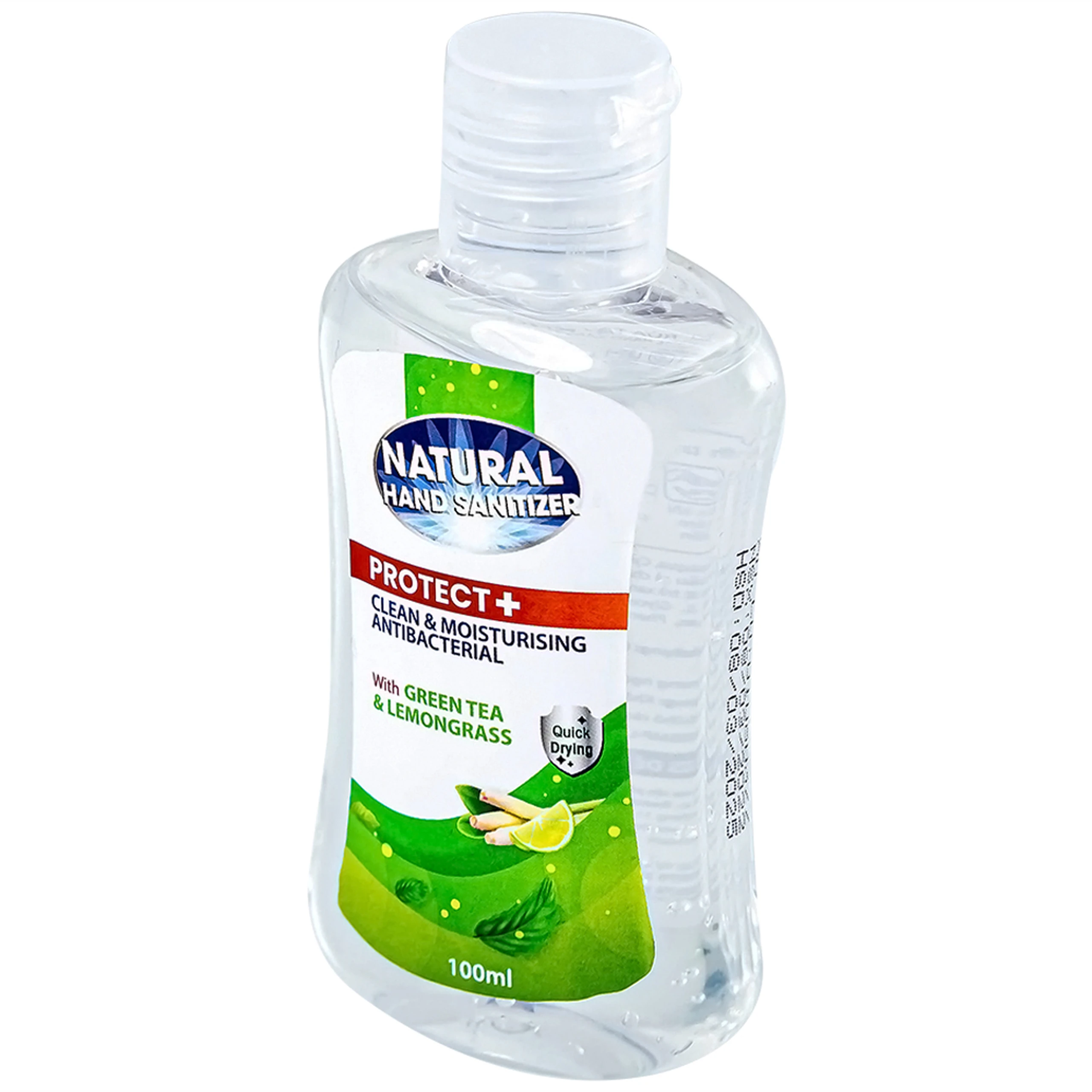 Gel rửa tay khô Natural Hand Sanitizer trà xanh và sả chanh làm sạch tay, khử mùi, dưỡng ẩm (100ml)