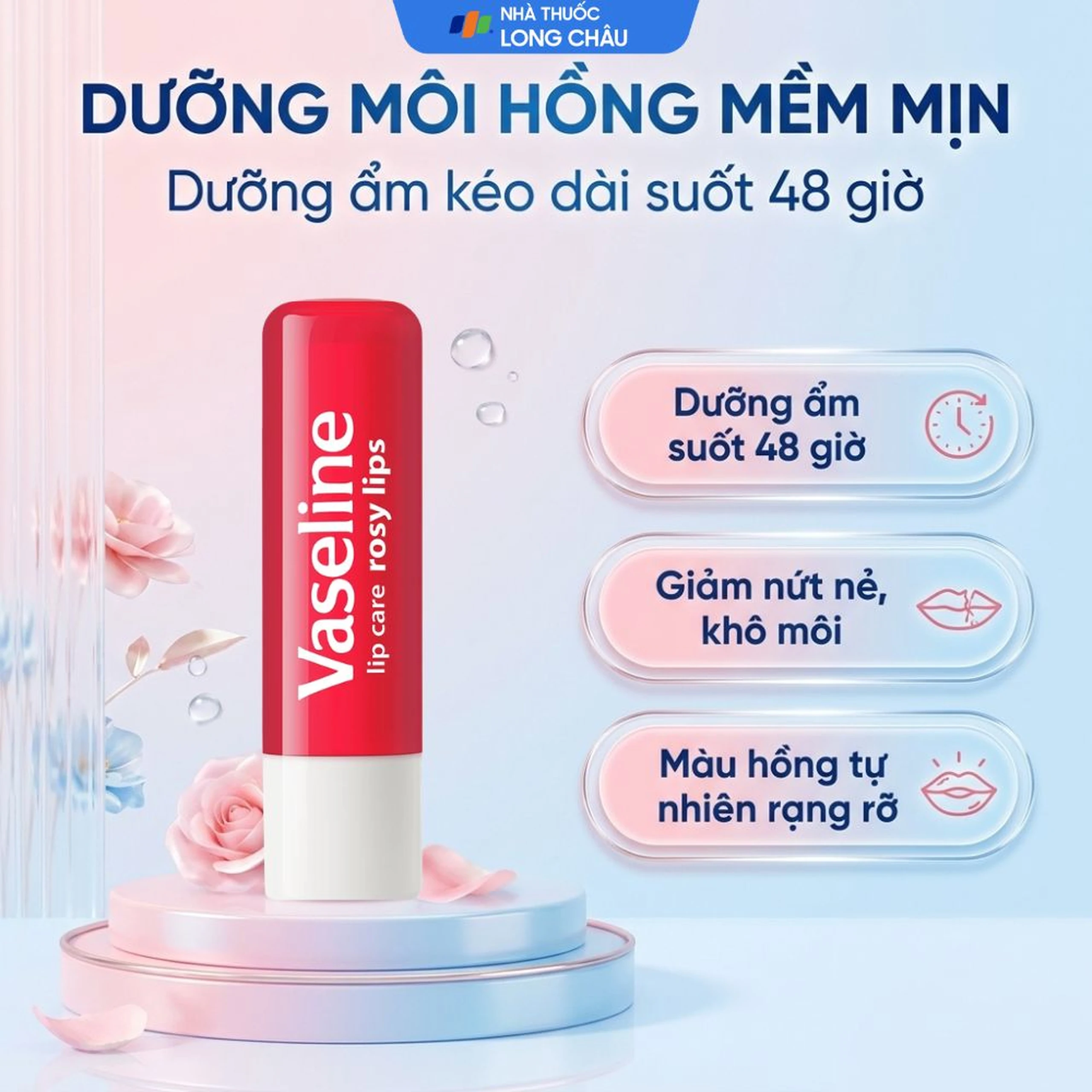 Son dưỡng ẩm Vaseline Rosy Lips giúp làm mềm môi, màu hồng tự nhiên (4.8g) 2