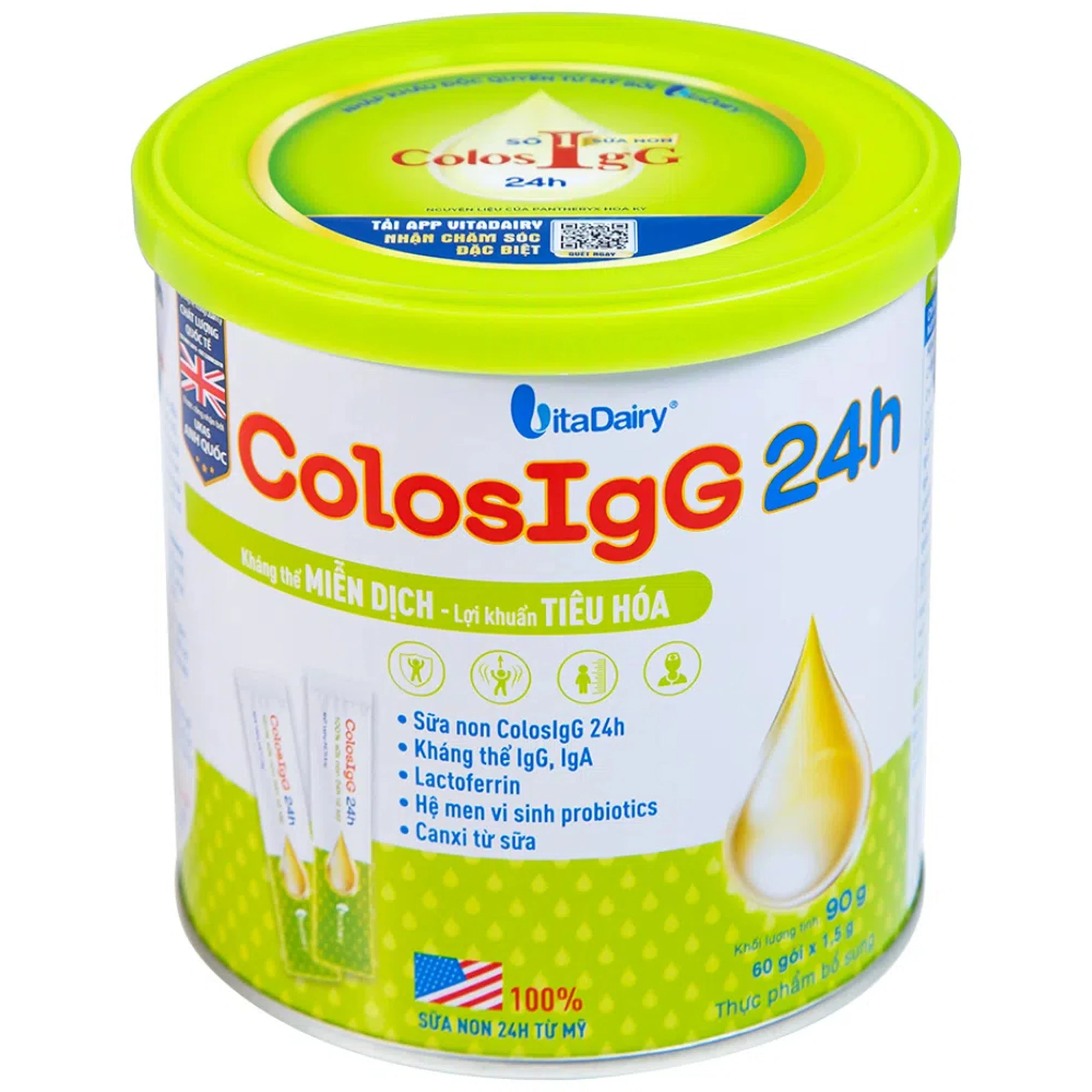 Sữa hỗ trợ tăng cường miễn dịch và tiêu hóa ColosBaby Gold(60 gói x 1.5g)