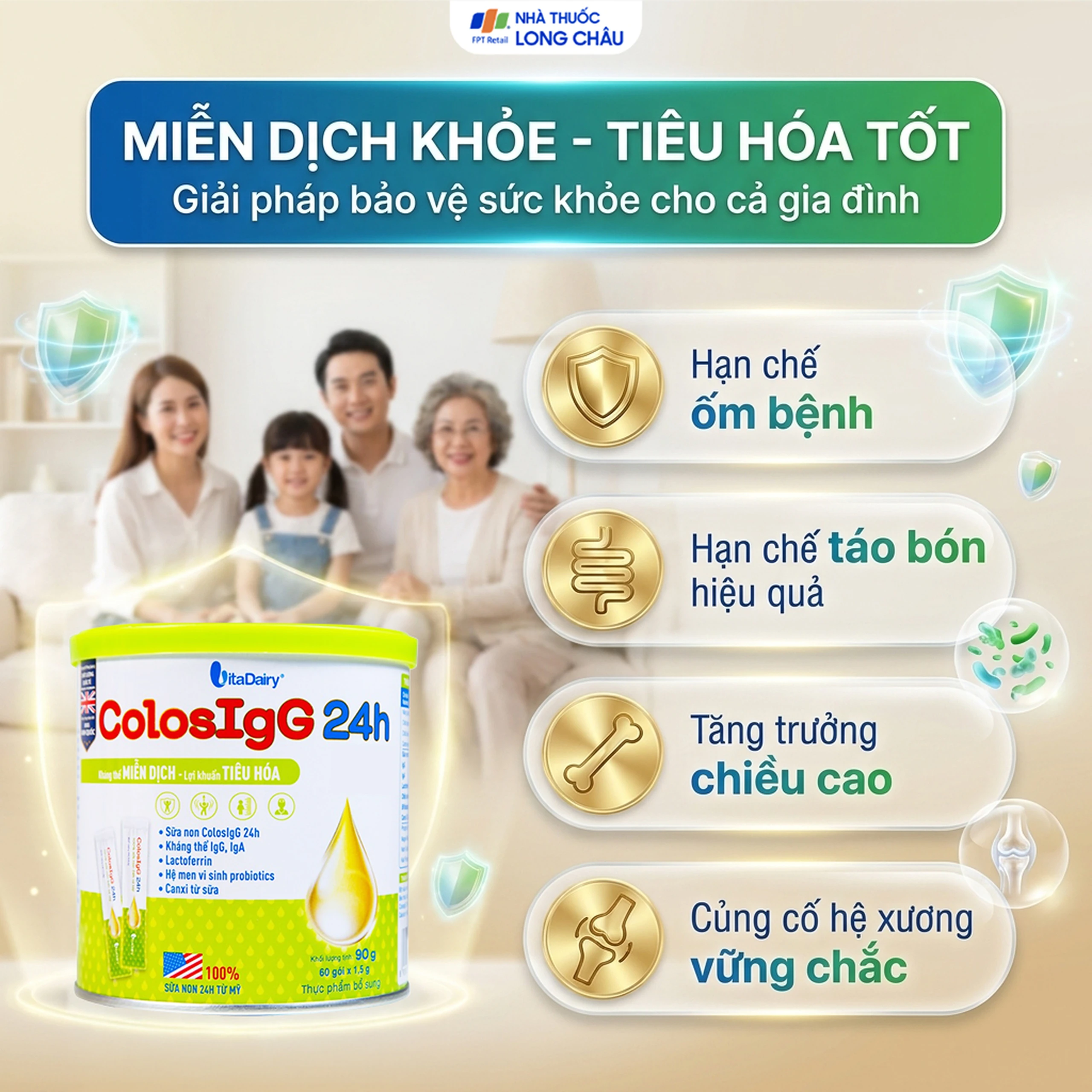Sữa non hỗ trợ tăng cường miễn dịch và tiêu hóa ColosIgG (60 gói x 1.5g) 4
