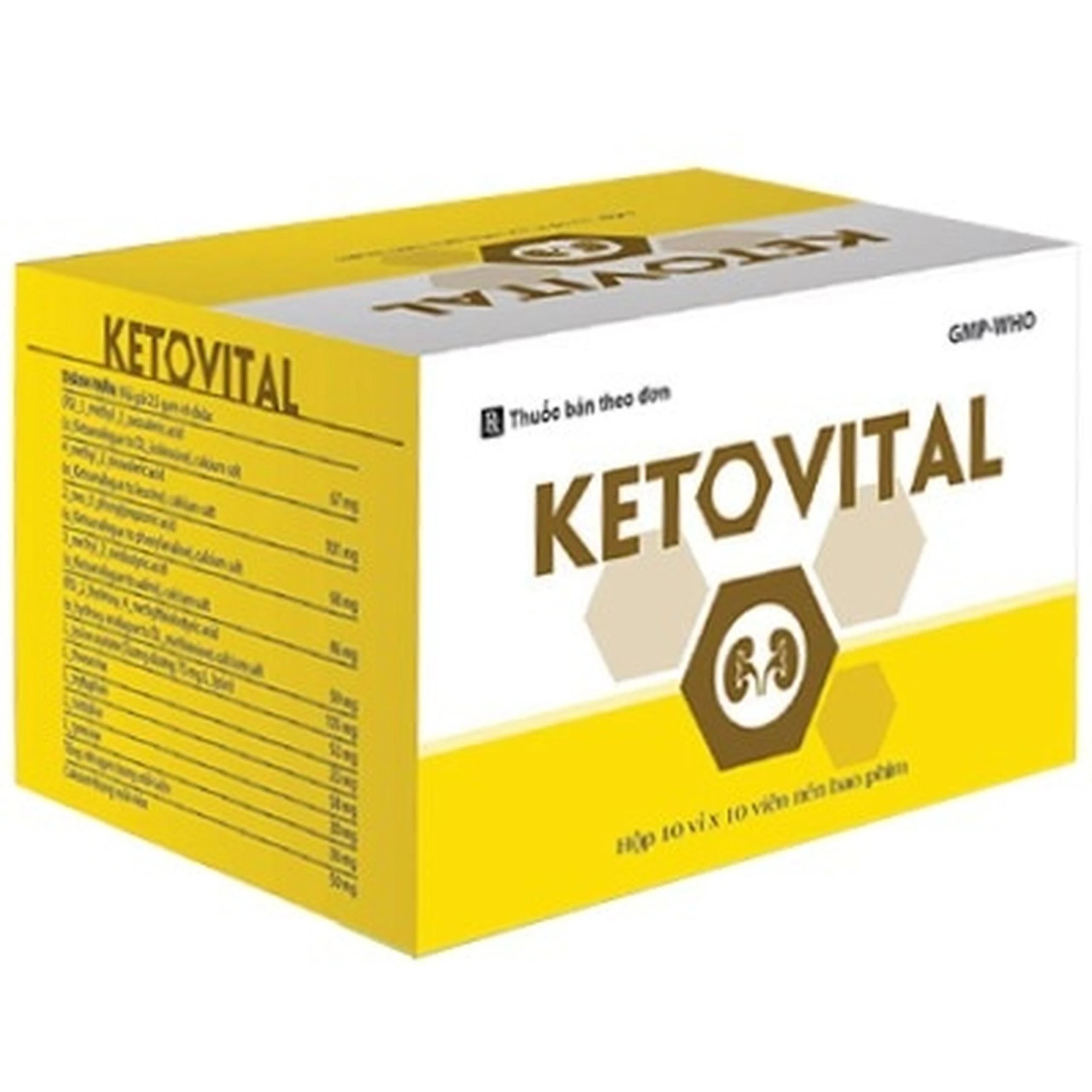 Thuốc Ketovital Gia Nguyễn phòng ngừa và điều trị bệnh suy thận mạn (10 vỉ x 10 viên)