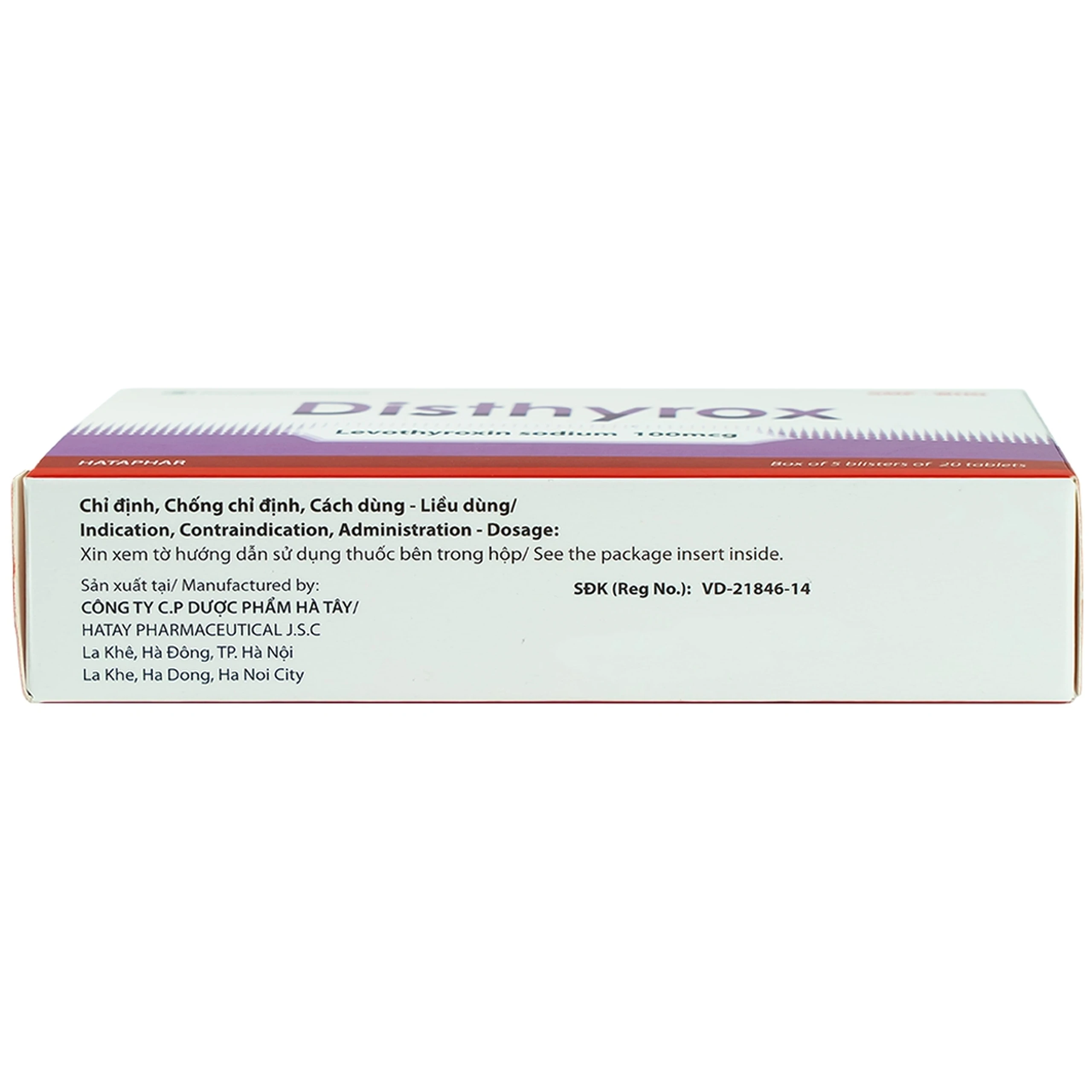 Thuốc Disthyrox Hà Tây điều trị thay thế hoặc bổ sung cho hội chứng suy giáp (100 viên)