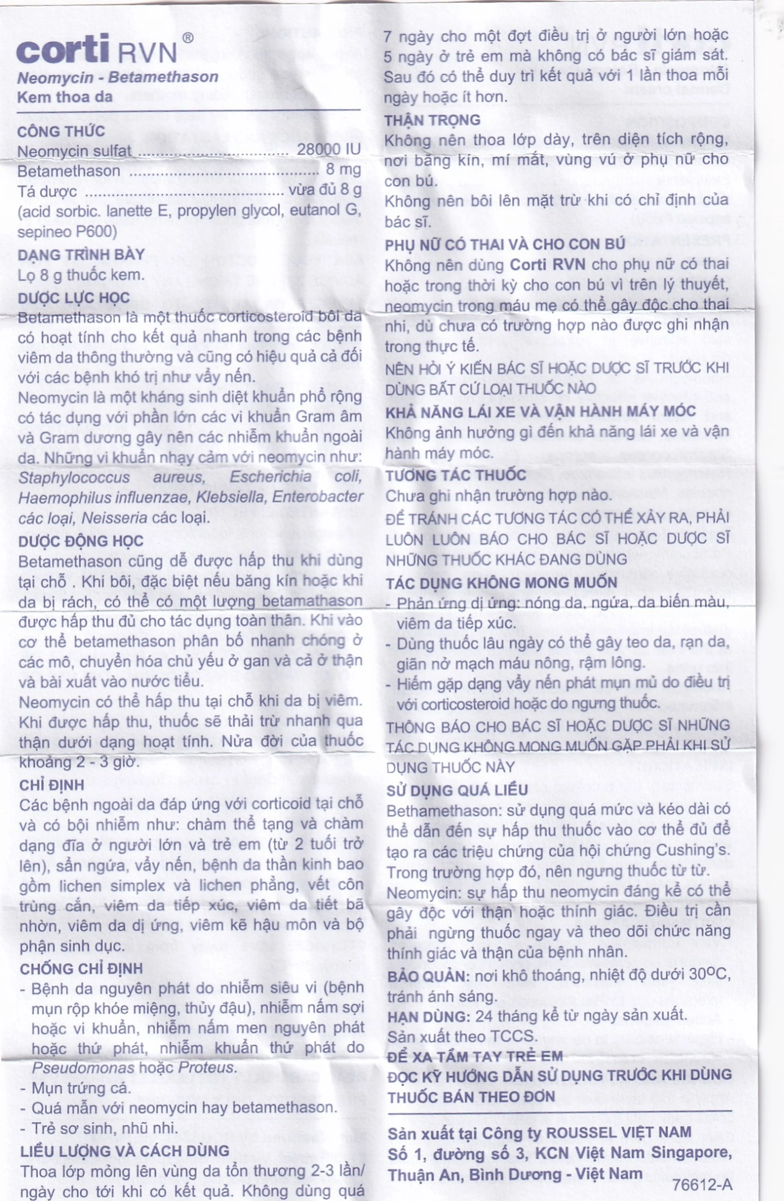 Kem thoa da Corti RVN Roussel điều trị chàm thể tạng, chàm dạng đĩa, sần ngứa, vảy nến (8g)